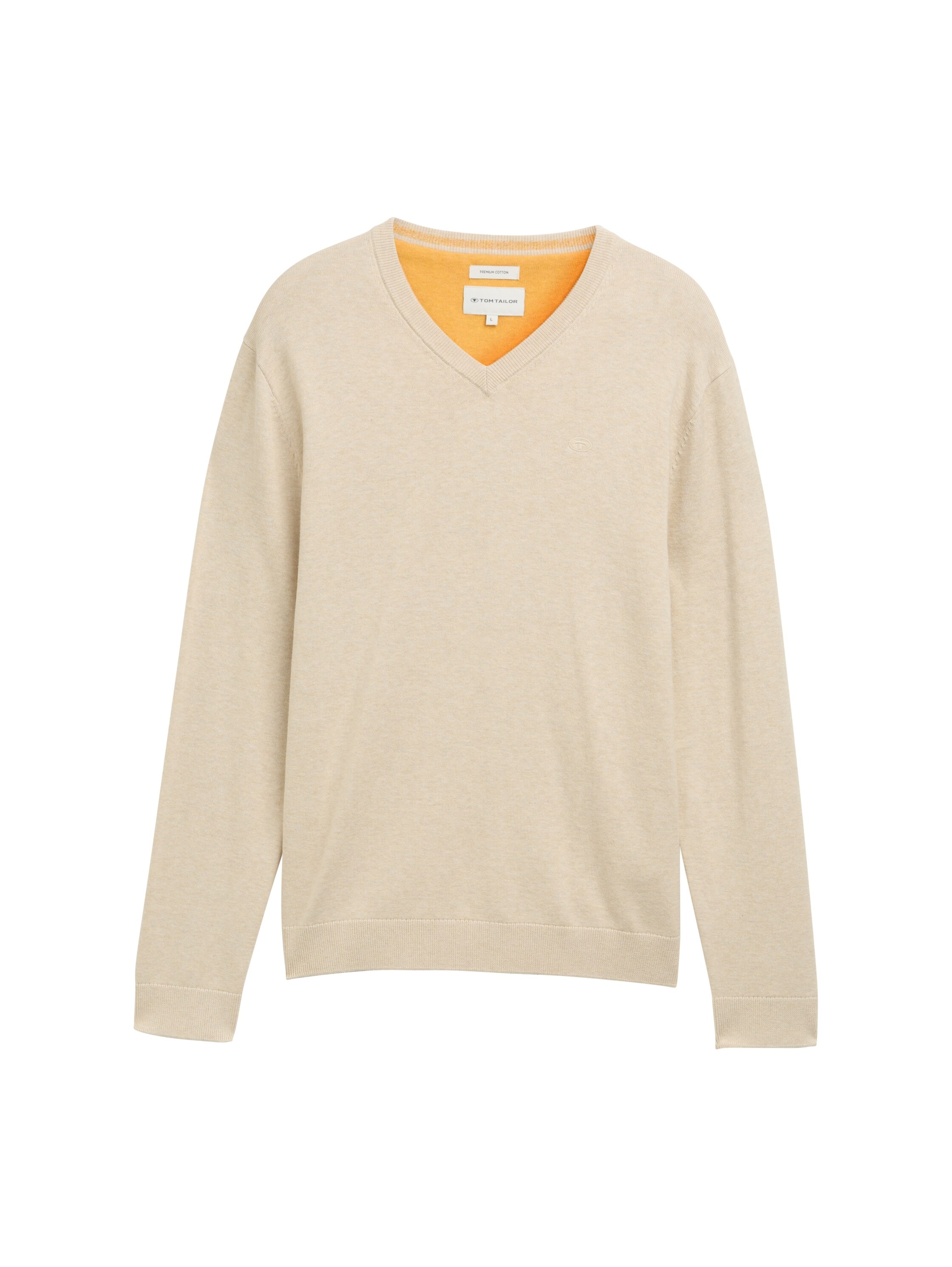 TOM TAILOR V-Ausschnitt-Pullover, mit kleiner Logo-Stickerei