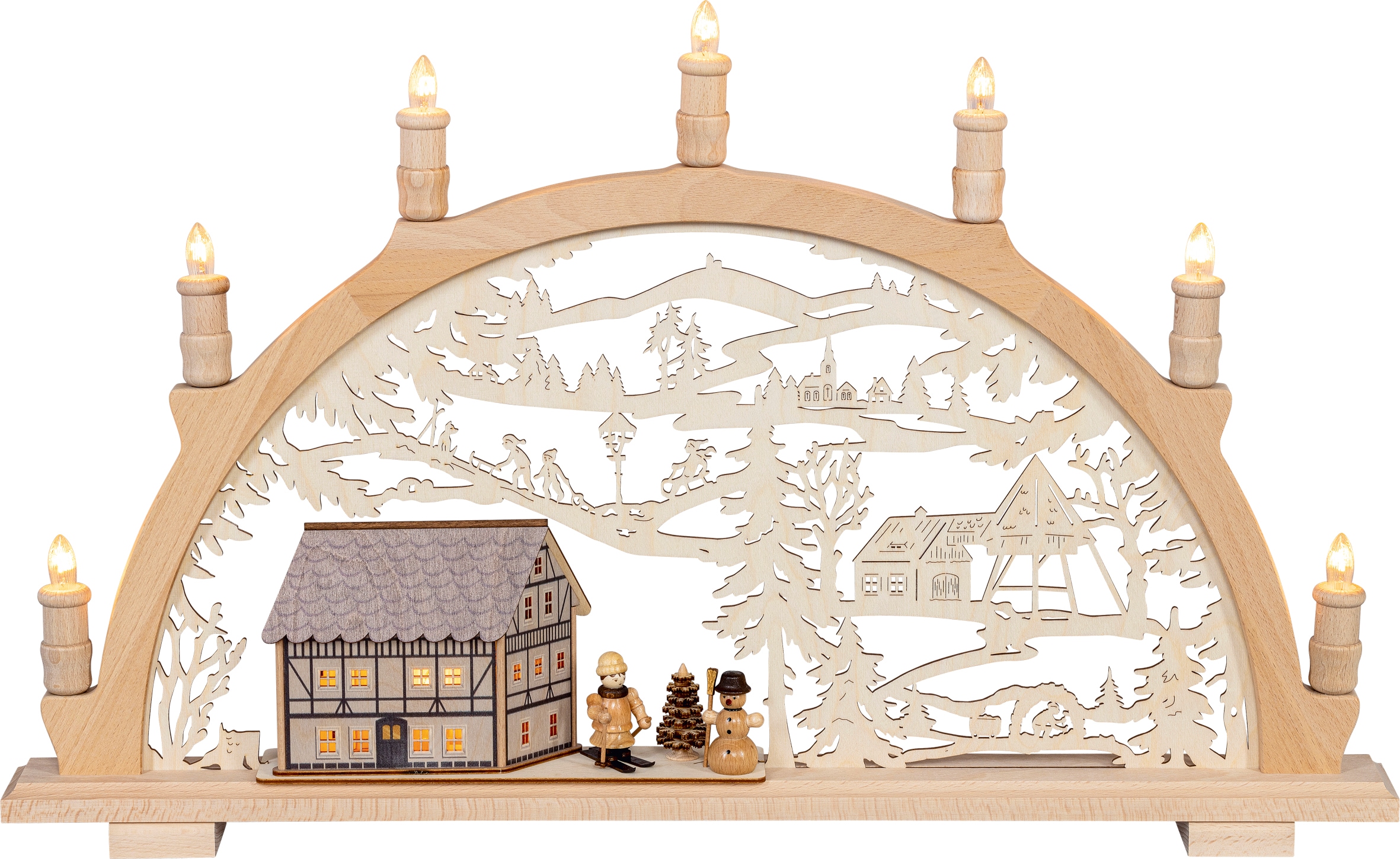 SAICO Original LED Schwibbogen "Lichterbogen, Fachwerkhaus mit Winterkinder günstig online kaufen
