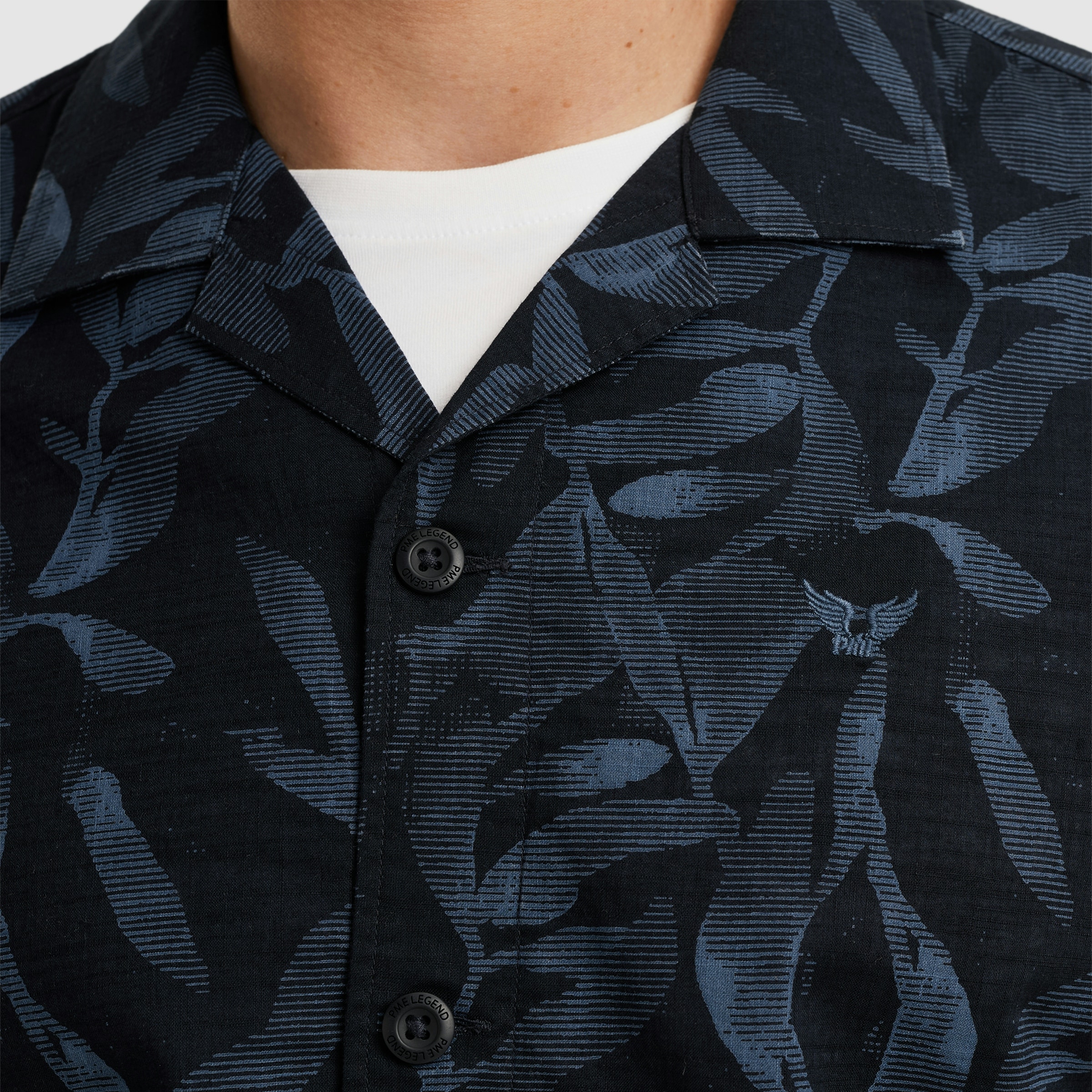 PME LEGEND Kurzarmhemd »Short Sleeve Shirt Print On Ctn Slub«, mit floralem Muster