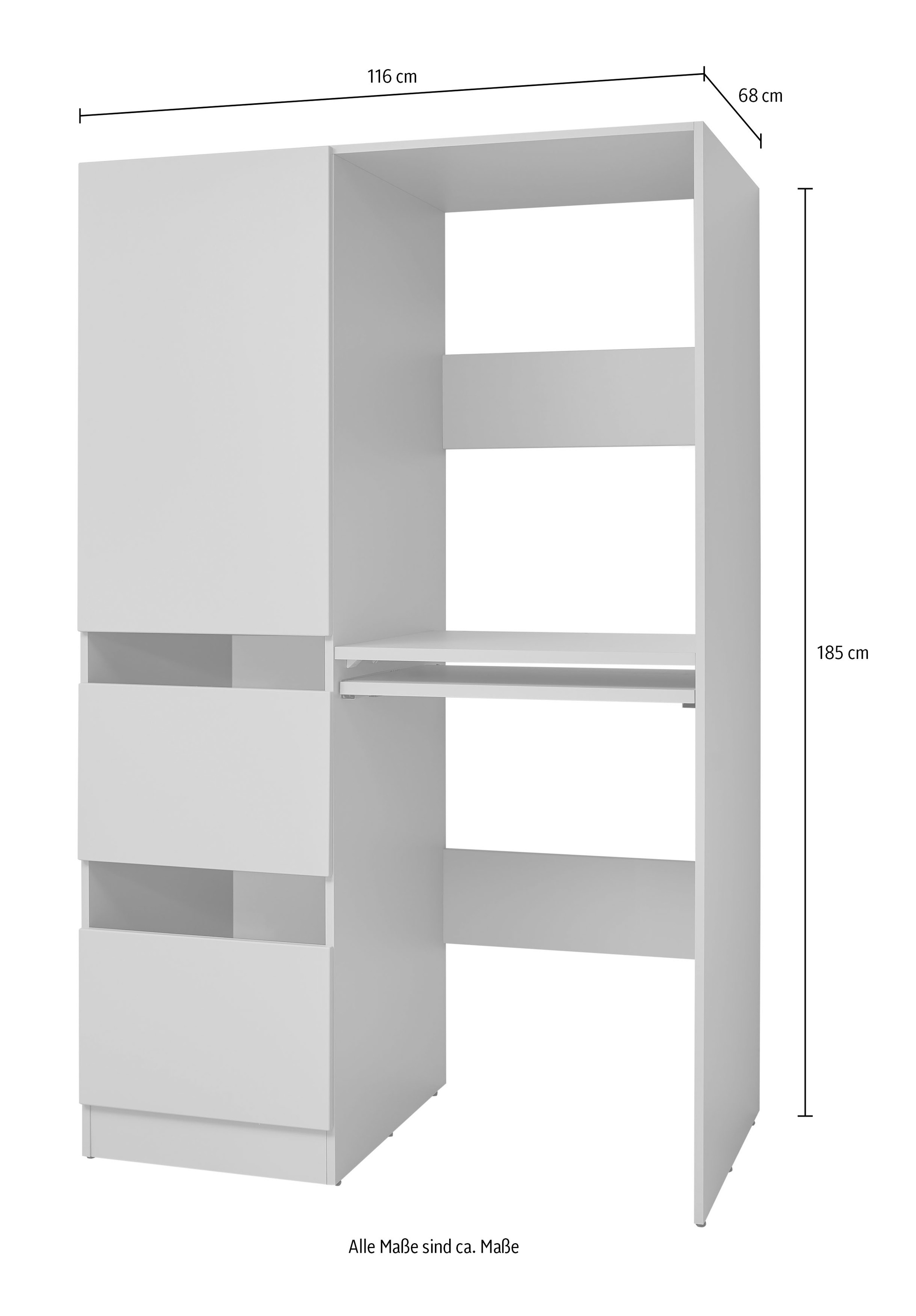 BASIC by Balculina Waschmaschinenumbauschrank »Washhome B/H/T 116x185x68 cm« 1 Stk. tlg. Breite 116cm, Metallschubkästen, Softclose