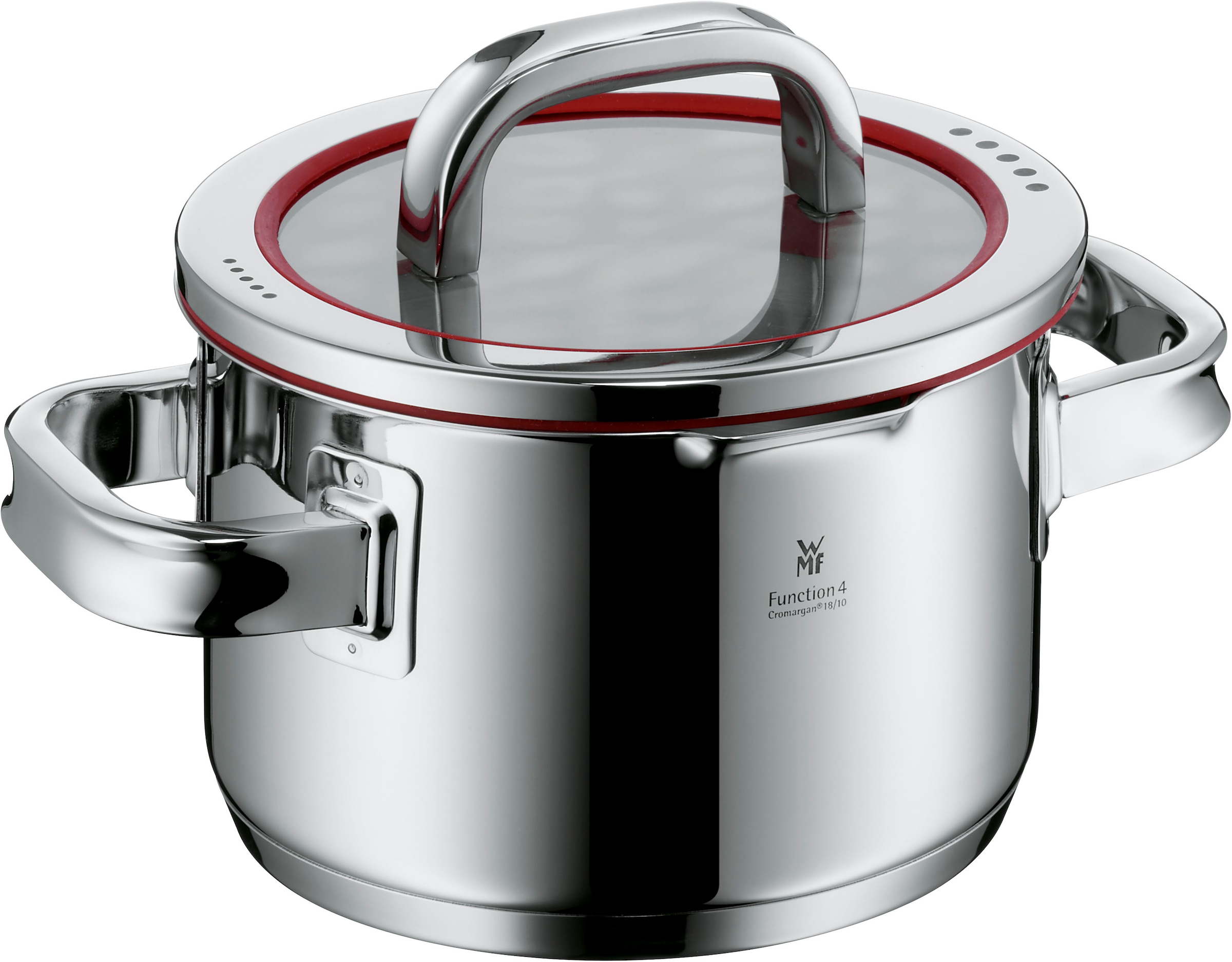 WMF Topf-Set »Function 4«, Cromargan® Edelstahl Rostfrei 18/10, (Set, 8 tlg.), wärmereduzierende Griffe, mit 4 Abgießfunktionen, Innenskalierung