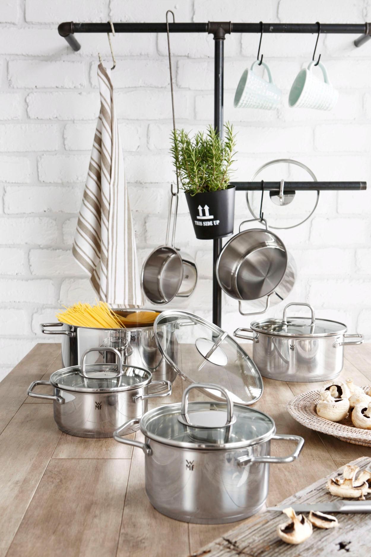 WMF Topf-Set »Inspiration«, Cromargan® Edelstahl Rostfrei 18/10, (Set, 11 tlg., 1 Bratentopf Ø 16/20cm, 1 Fleischtopf Ø 16/20/24cm, 1 Stieltopf Ø 16cm), Induktion