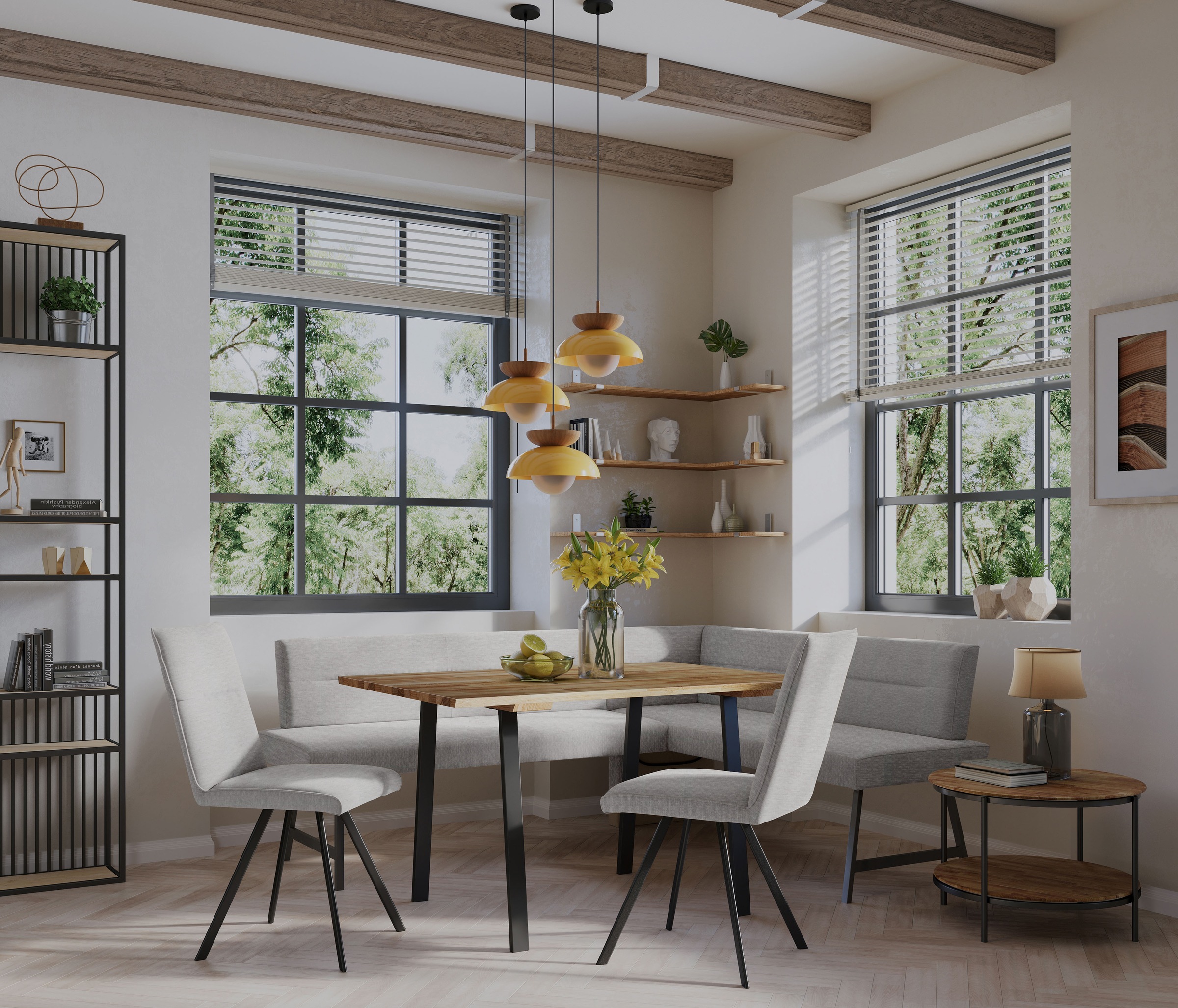 Home affaire Eckbankgruppe "Sava" Set, 4 Stk. tlg. Eckbank mit Wellenfederu günstig online kaufen