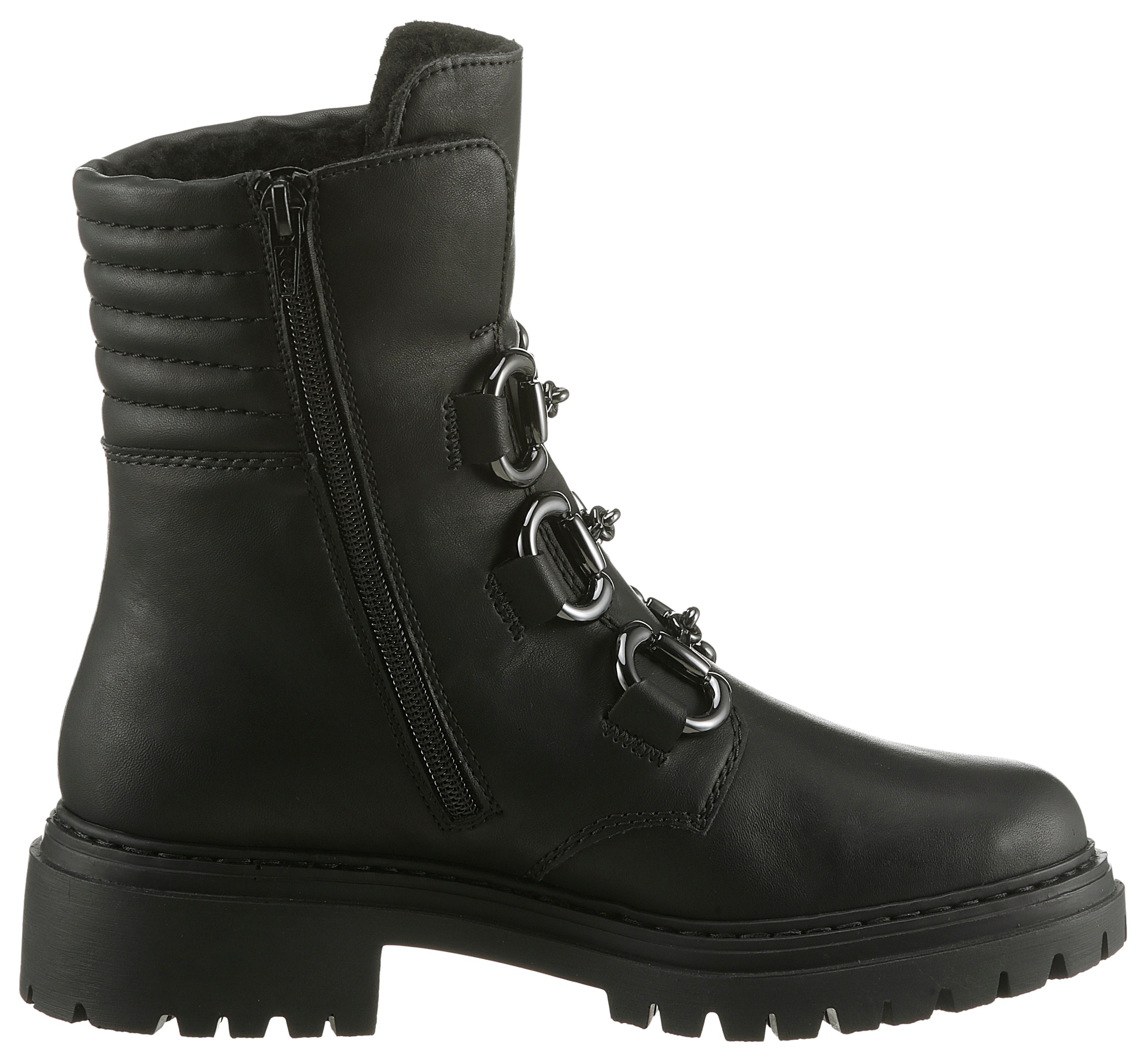 Rieker Winterstiefelette, Winterboots, Bikerboots, Blockabsatz, mit gepolstertem Schaftrand