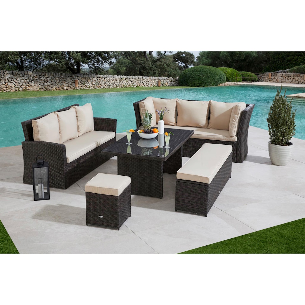 MERXX Gartenlounge-Set »Barcelona«, (5 tlg.)