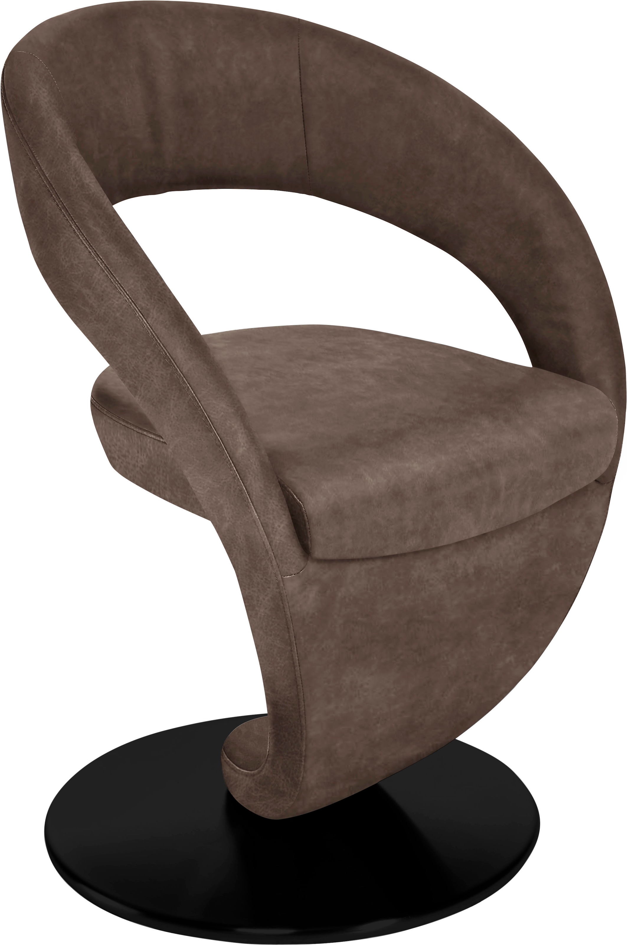 K+W Komfort & Wohnen Esszimmerstuhl "Wave, Drehstuhl" () Design-Drehstuhl, schwarzer Drehteller
