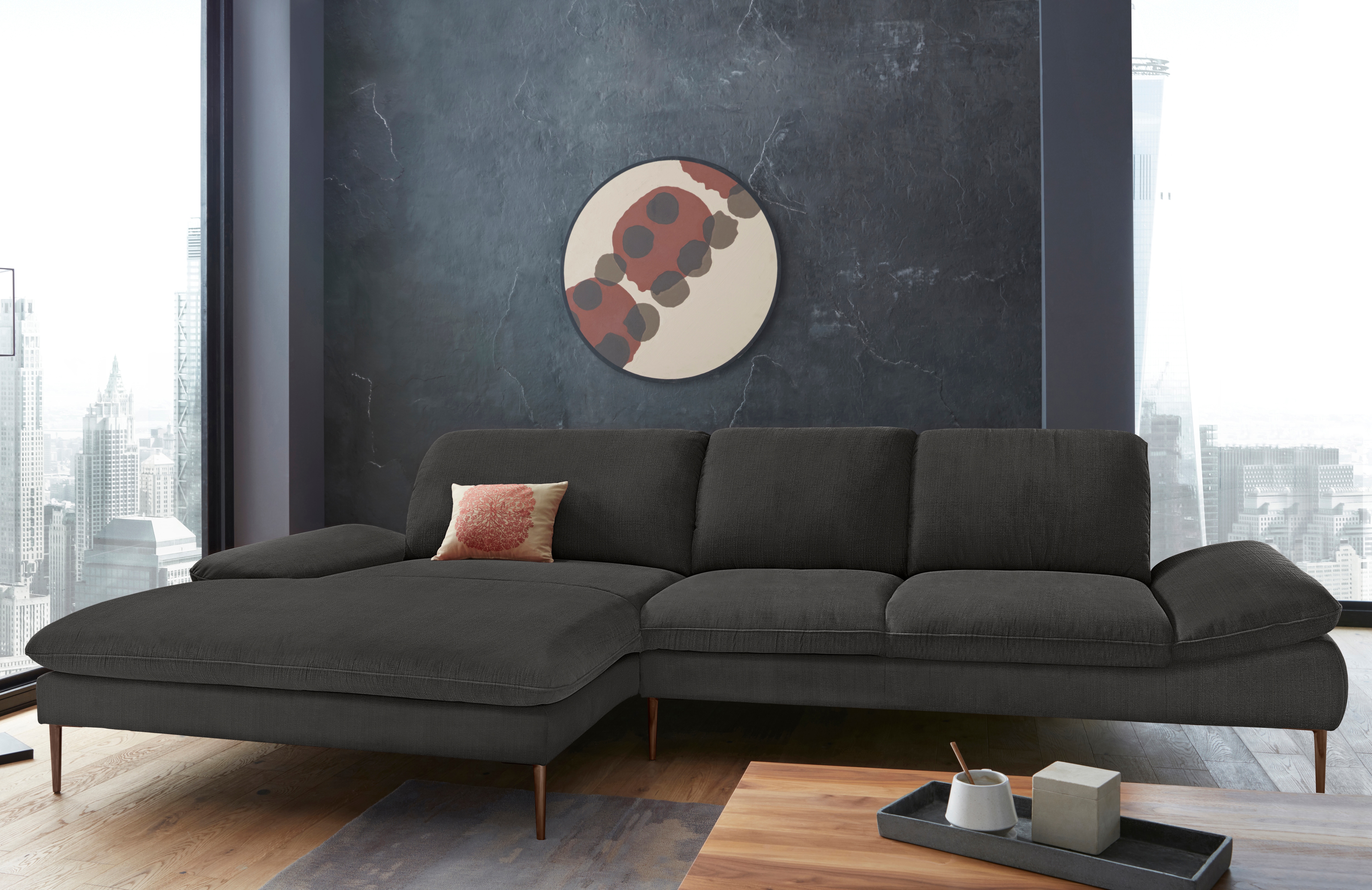 W.SCHILLIG Ecksofa "enjoy&MORE, Designsofa, bequem, elegant und zeitlos, L-Form" Sitztiefenverstellung, Füße bronze pulverbeschichtet, Breite 340 cm