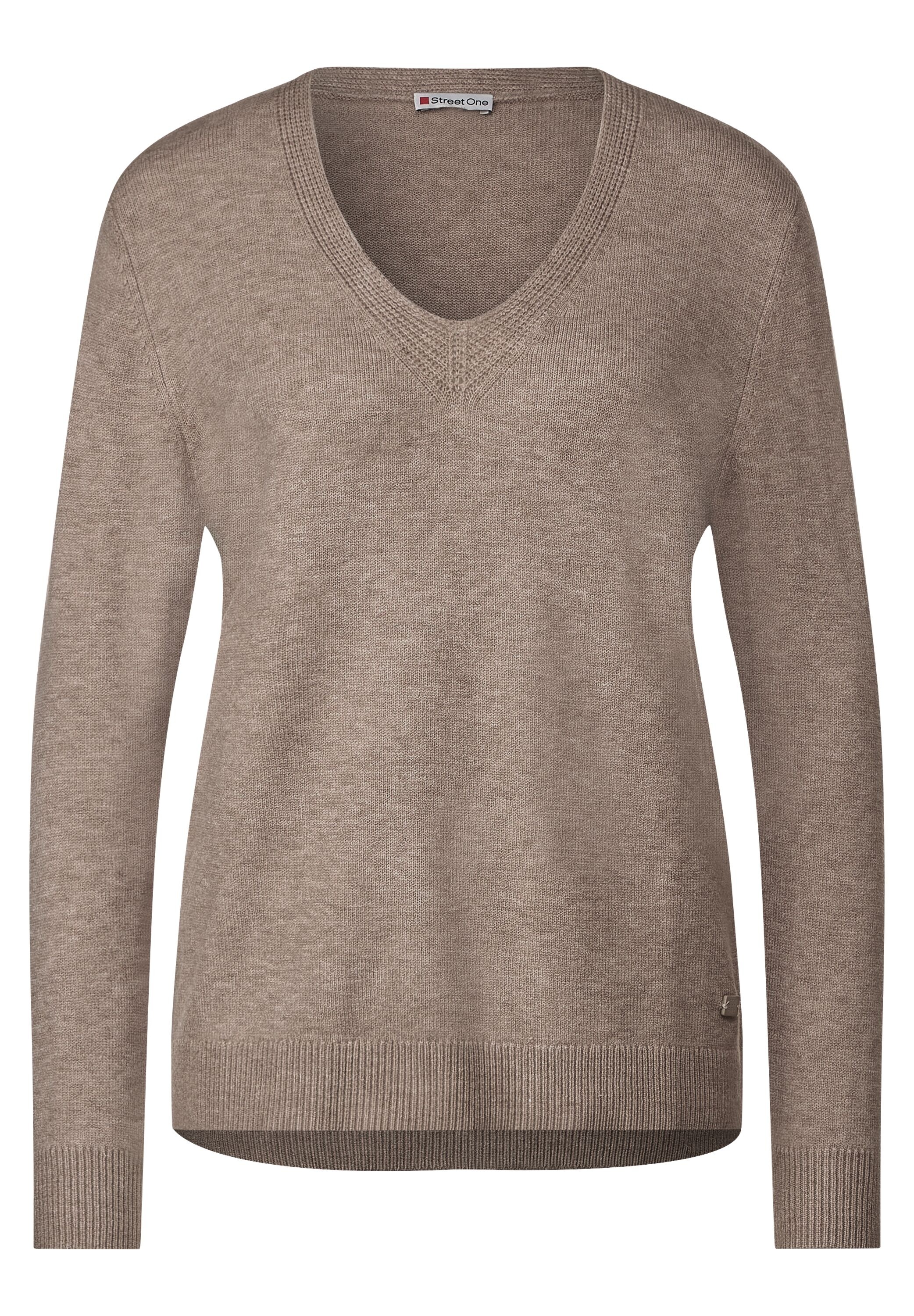 STREET ONE V-Ausschnitt-Pullover, in Melange Optik