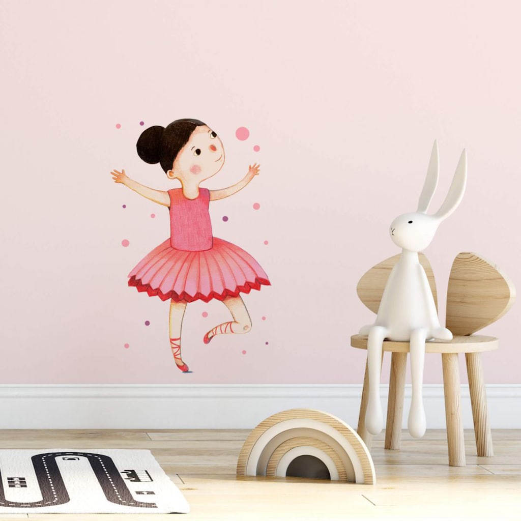 Wall-Art Wandtattoo »Tanzende Ballerina Rosa Rot«, (1 St.)