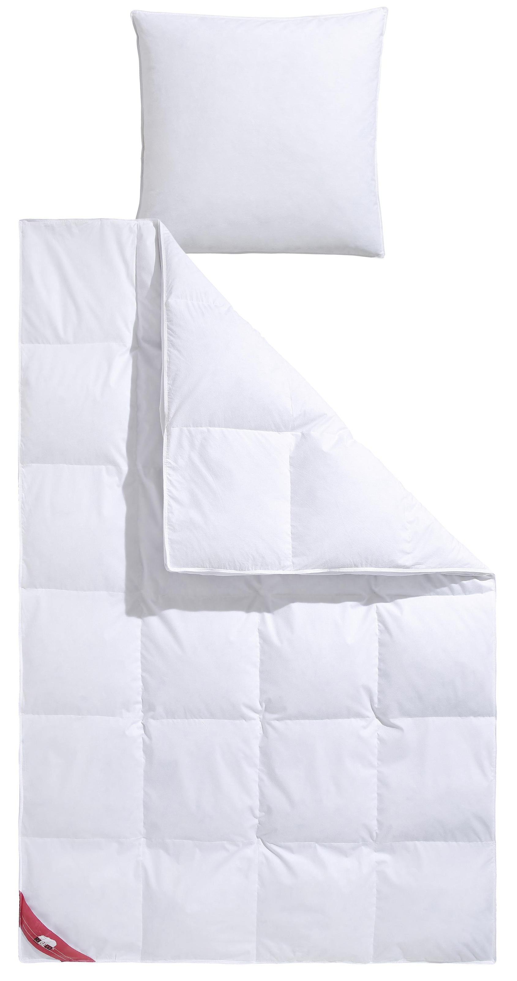 RIBECO Federbettdecke "Bettdecke extra prall in 135x200 und 155x220cm Topseller," extrawarm Füllung 100% Federn 1 Stk. tlg. Bettdecke, extra warm, Made in Germany, mit gratis 80x80 cm Kissen