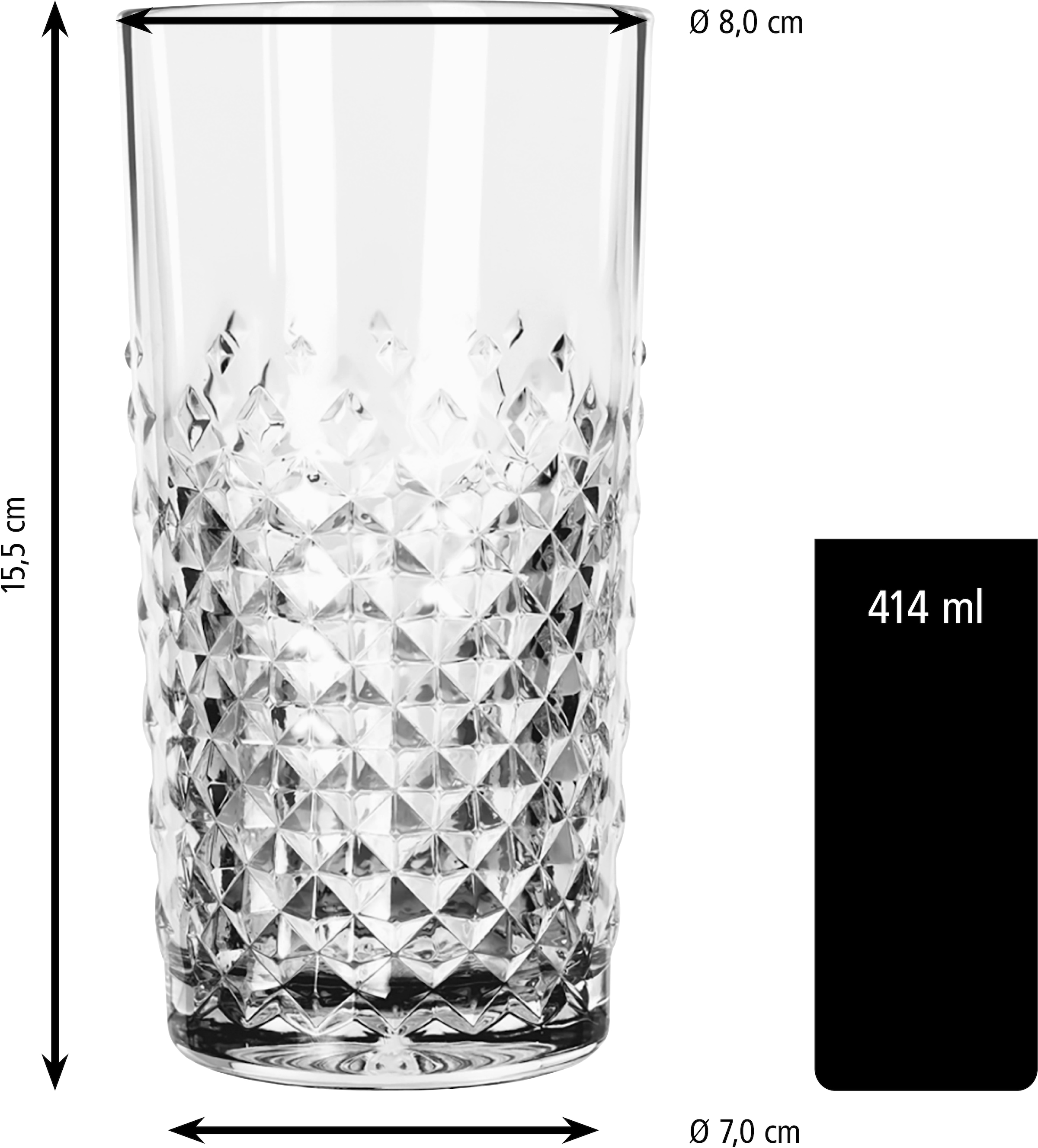LIBBEY Gläser-Set »Libbey Beverage Glas, 12er Set -OCULAR-«, (Set, 12 tlg.), 414 ml, hochwertig verarbeitet, im modernen Design