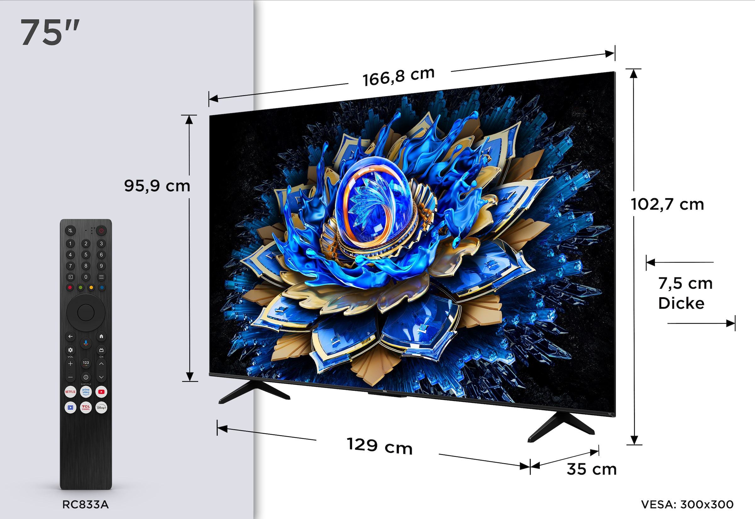 TCL QLED-Fernseher »75T69CX1« 189 cm/75 ″