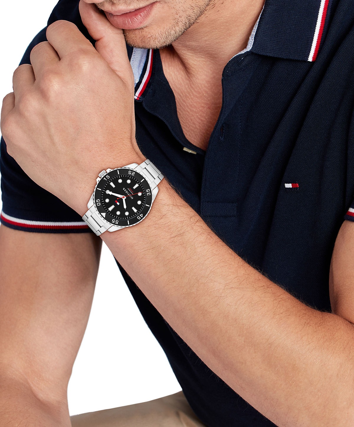 Tommy Hilfiger Quarzuhr »OCEANIC«, Armbanduhr, Herrenuhr, Edelstahlarmband, analog