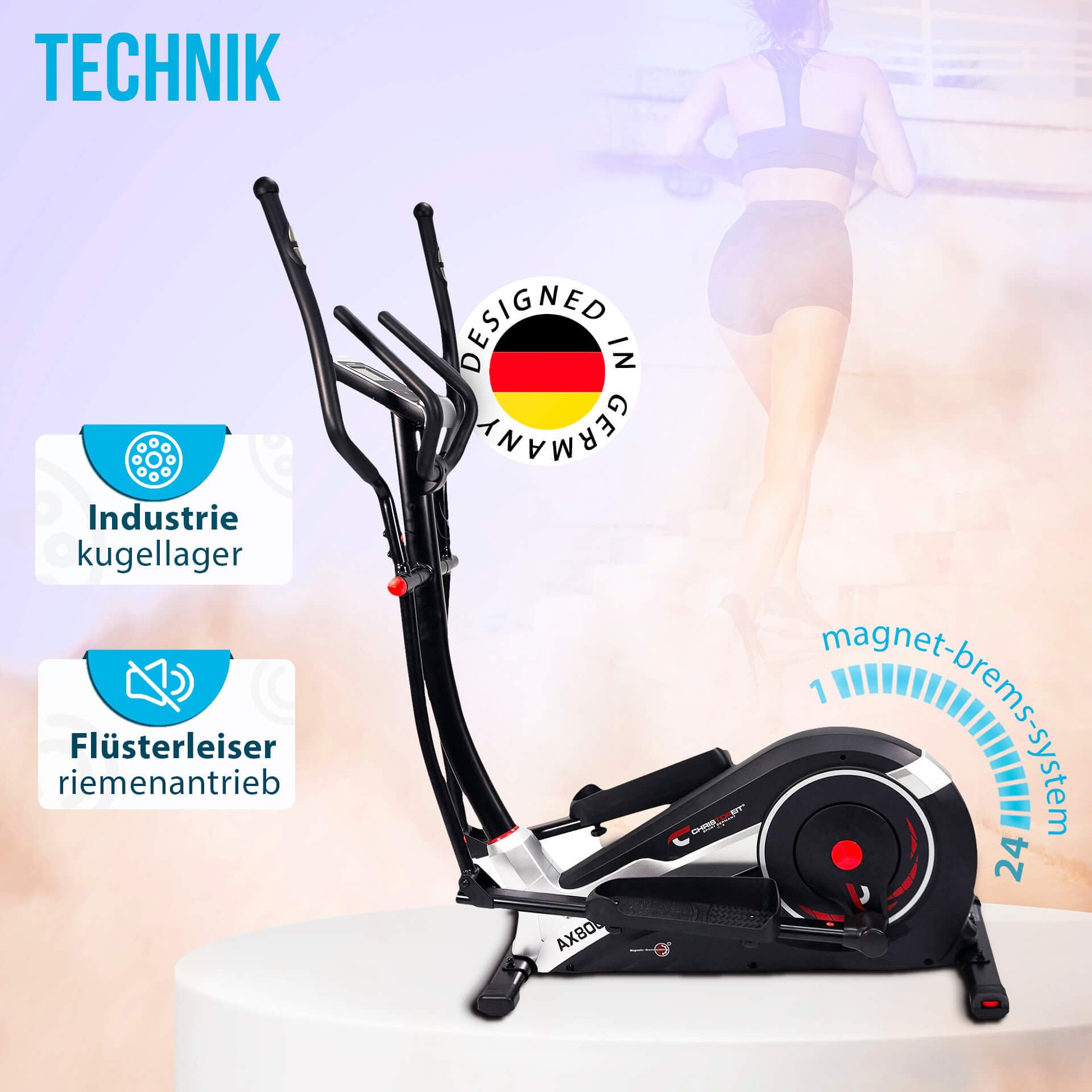Thumbnail - Christopeit Sport Crosstrainer-Ergometer "AX 8000 inkl. Pulsgurt" 150 kg max. Benutzergewicht, 24 Widerstandsstufen