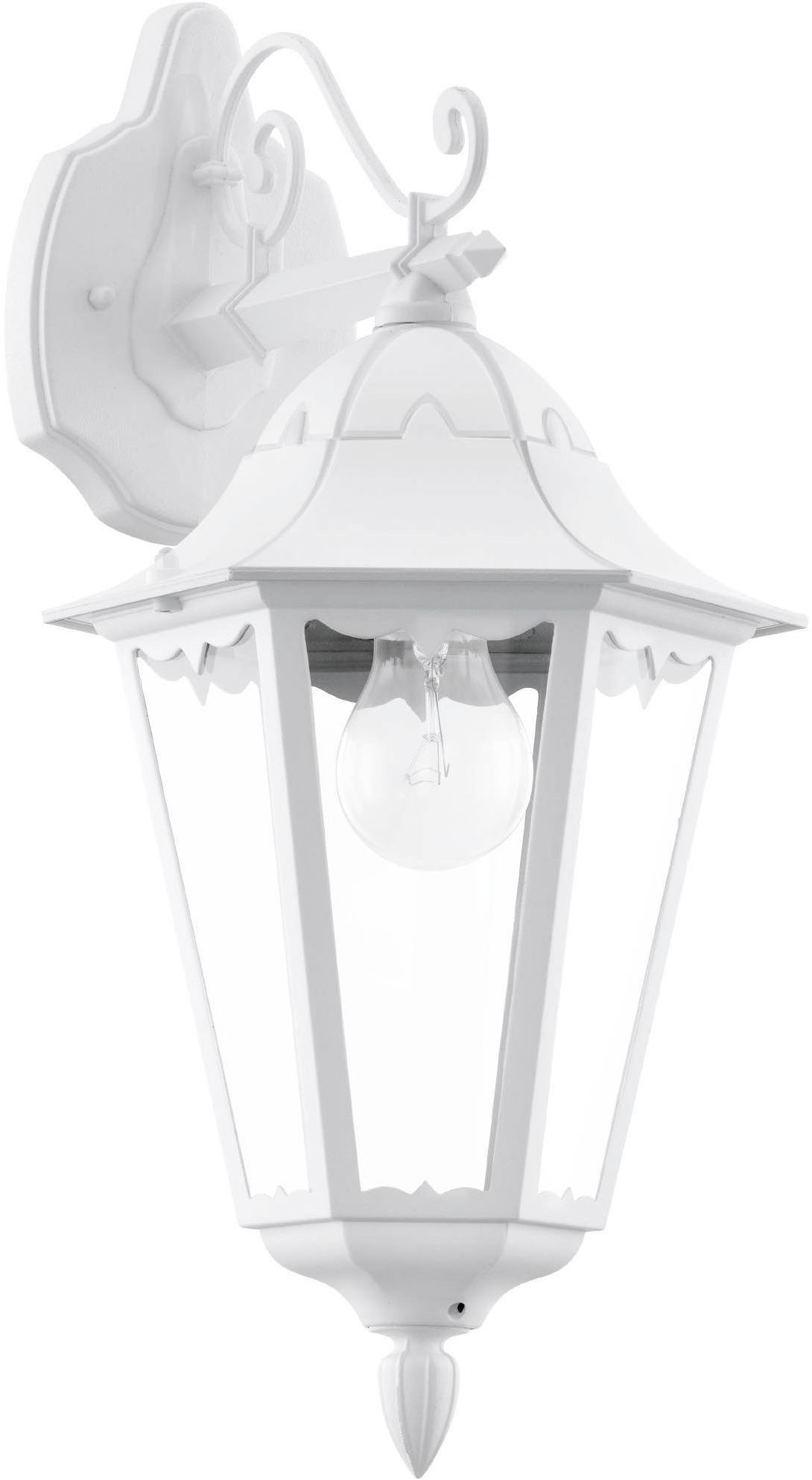 EGLO Wandleuchte "Navedo Außen-Wandlampe, Wandlampe aus Aluguss und Glas, E27, IP44", 1, H: 47,5cm, 1 Stk.weiß, Badezimmer, Leuchten,