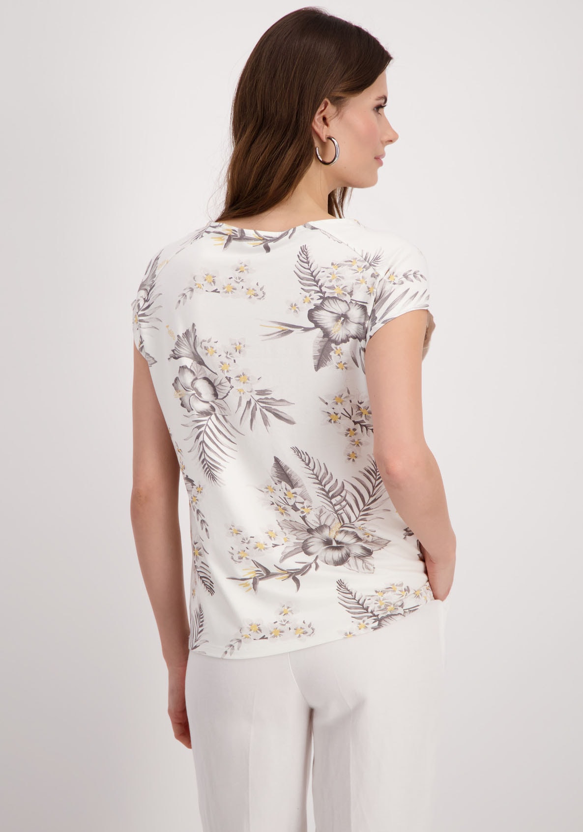 Monari Rundhalsshirt, mit Blumenmuster günstig online kaufen