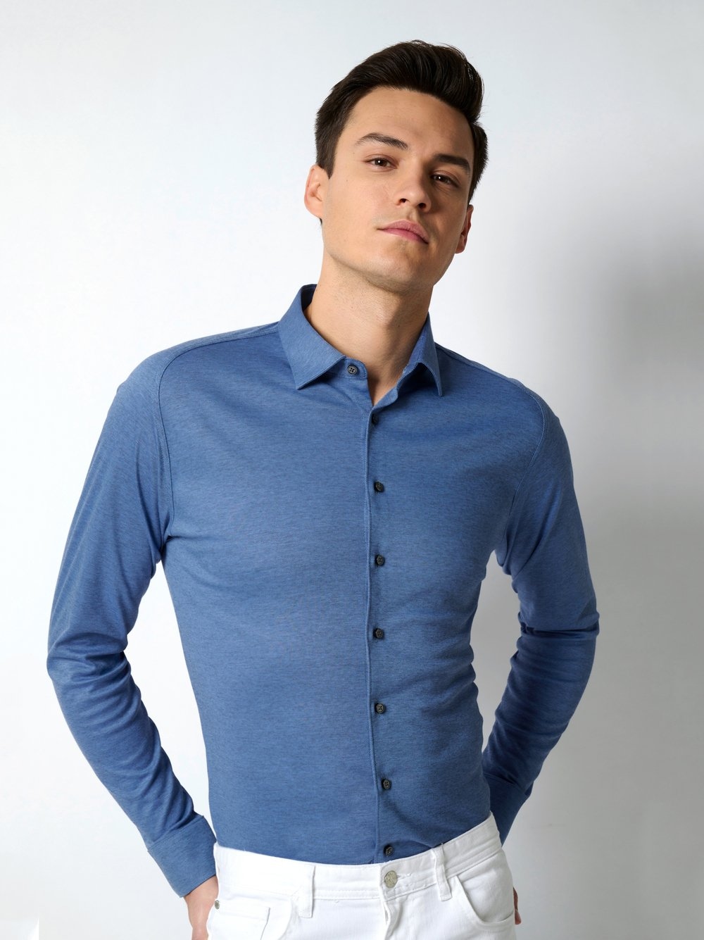 DESOTO Langarmhemd "Jerseyhemd Casual Kent", Mit Rundhalsausschnitt günstig online kaufen