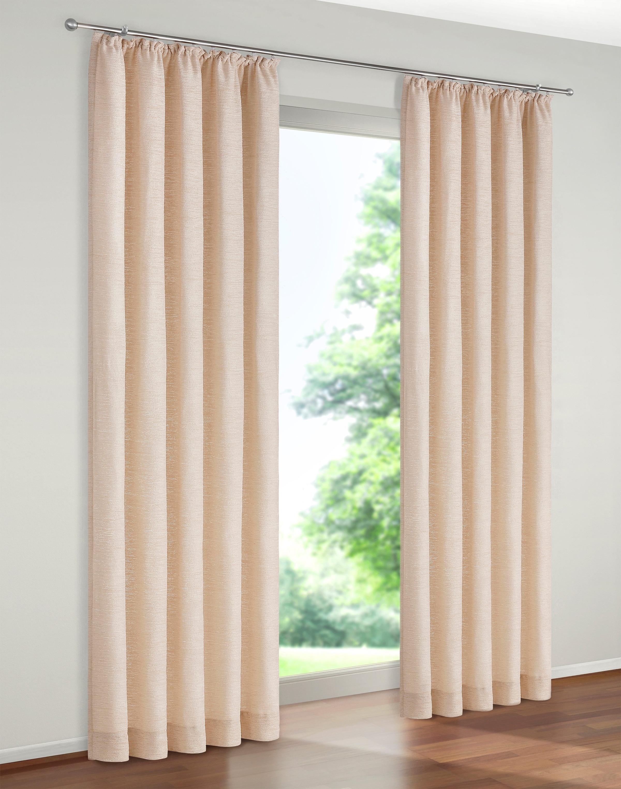 Vorhang WIRTH, B:132cm H:225cm, beige, Chenille, Polyacryl, Wohnzimmer, Gardinen, "Trondheim B"