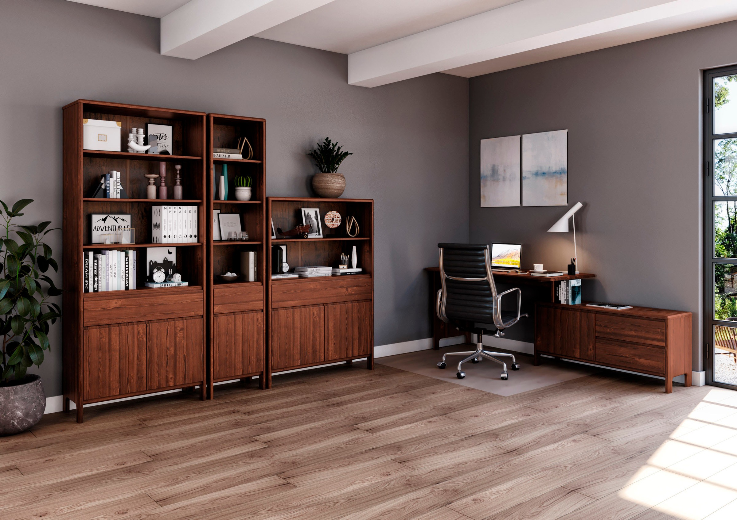 OTTO home Schreibtisch "Luven, aus Massivholz" in 2 Breiten, variable Nutzu günstig online kaufen