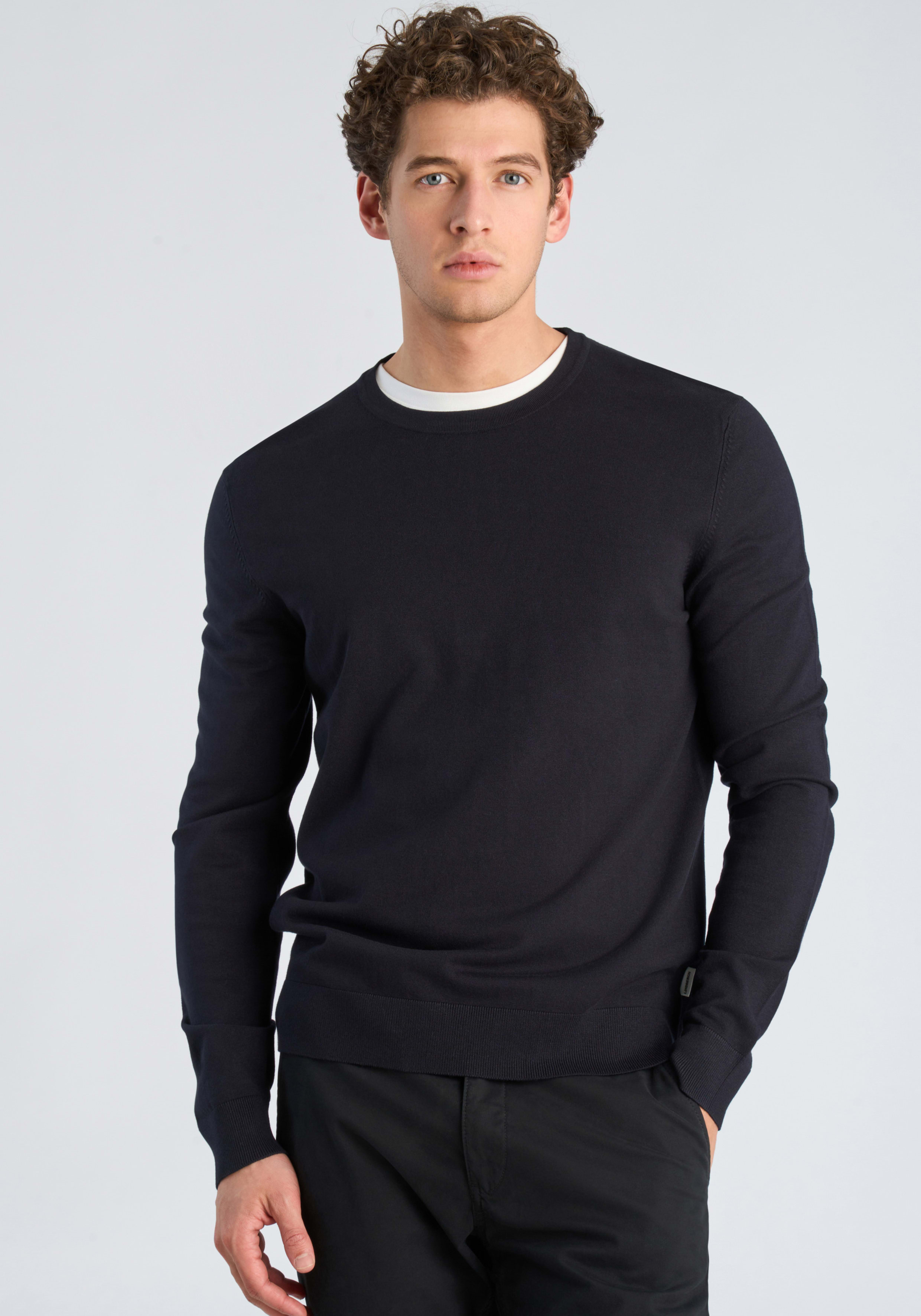 LINDBERGH Strickpullover mit Rundhals / Viskose / unifarben
