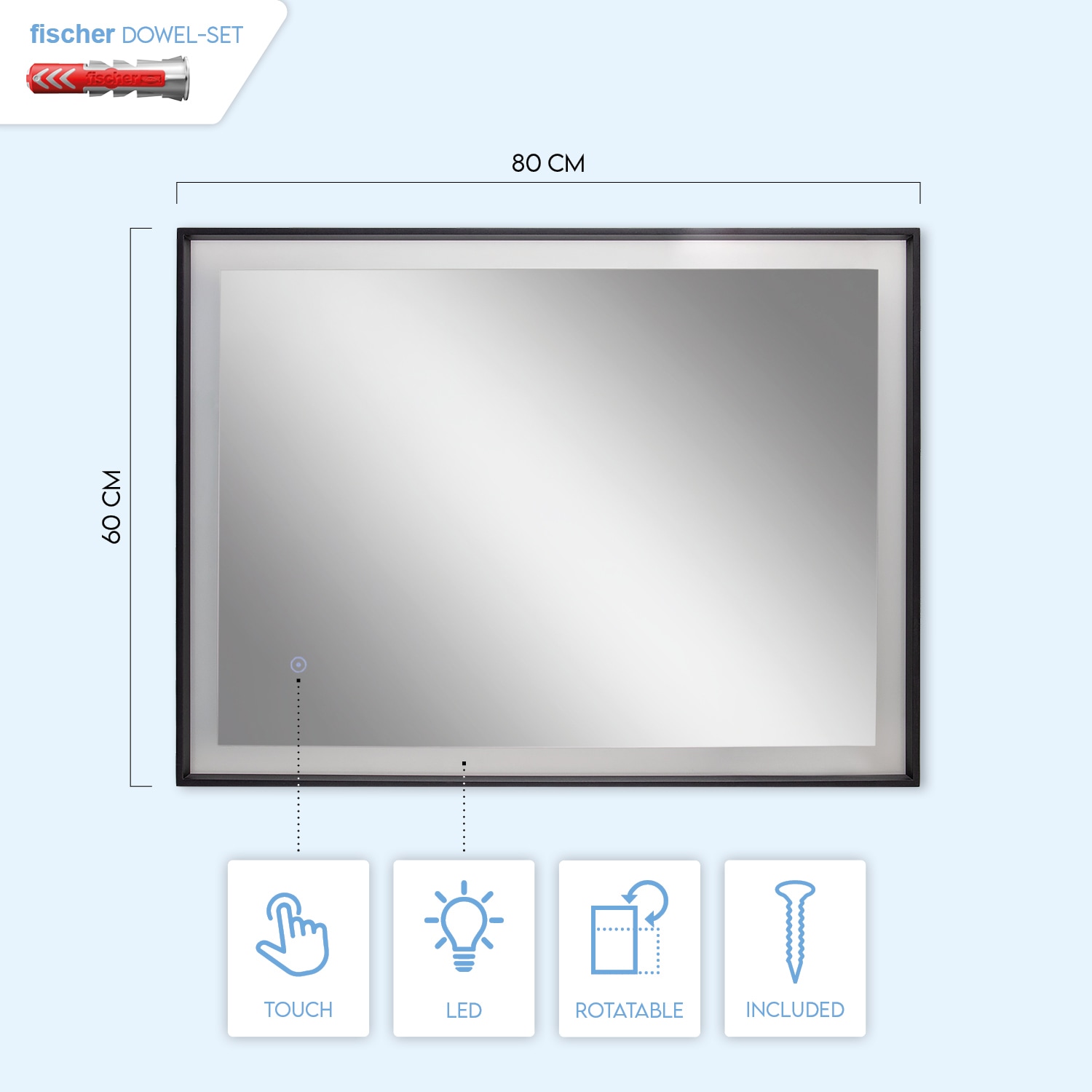 IP44 Home Spiegel Beleuchteter Backlight »JENNY«, Paco BAUR Wandleuchte Touch- Badspiegel LED Rechteckig |