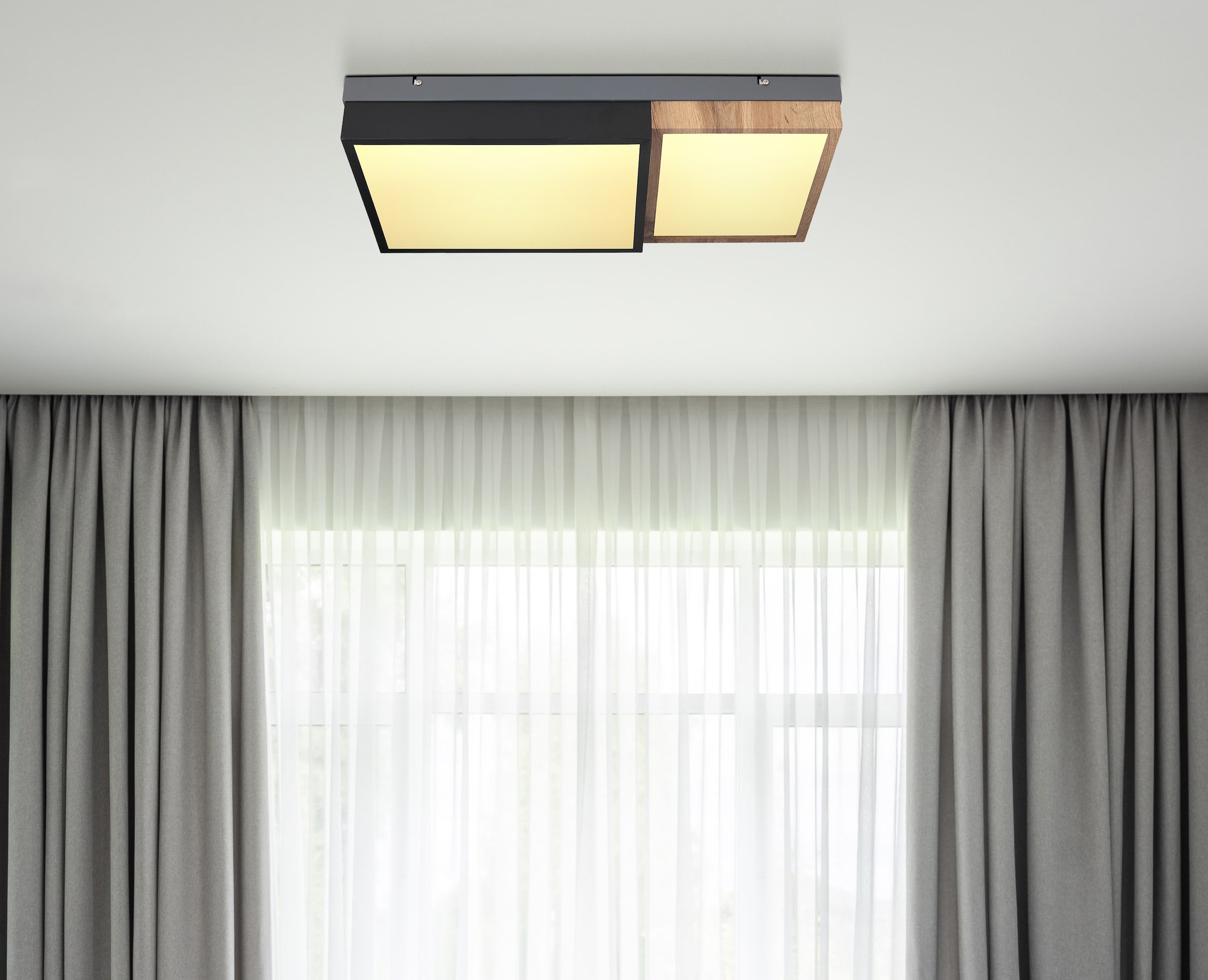 GLOBO LIGHTING LED Deckenleuchte »GUNDI«, Leuchtmittel LED-Modul | LED fest integriert, Deckenlampe/Wohnzimmer/Schlafzimmer/modern/Holz