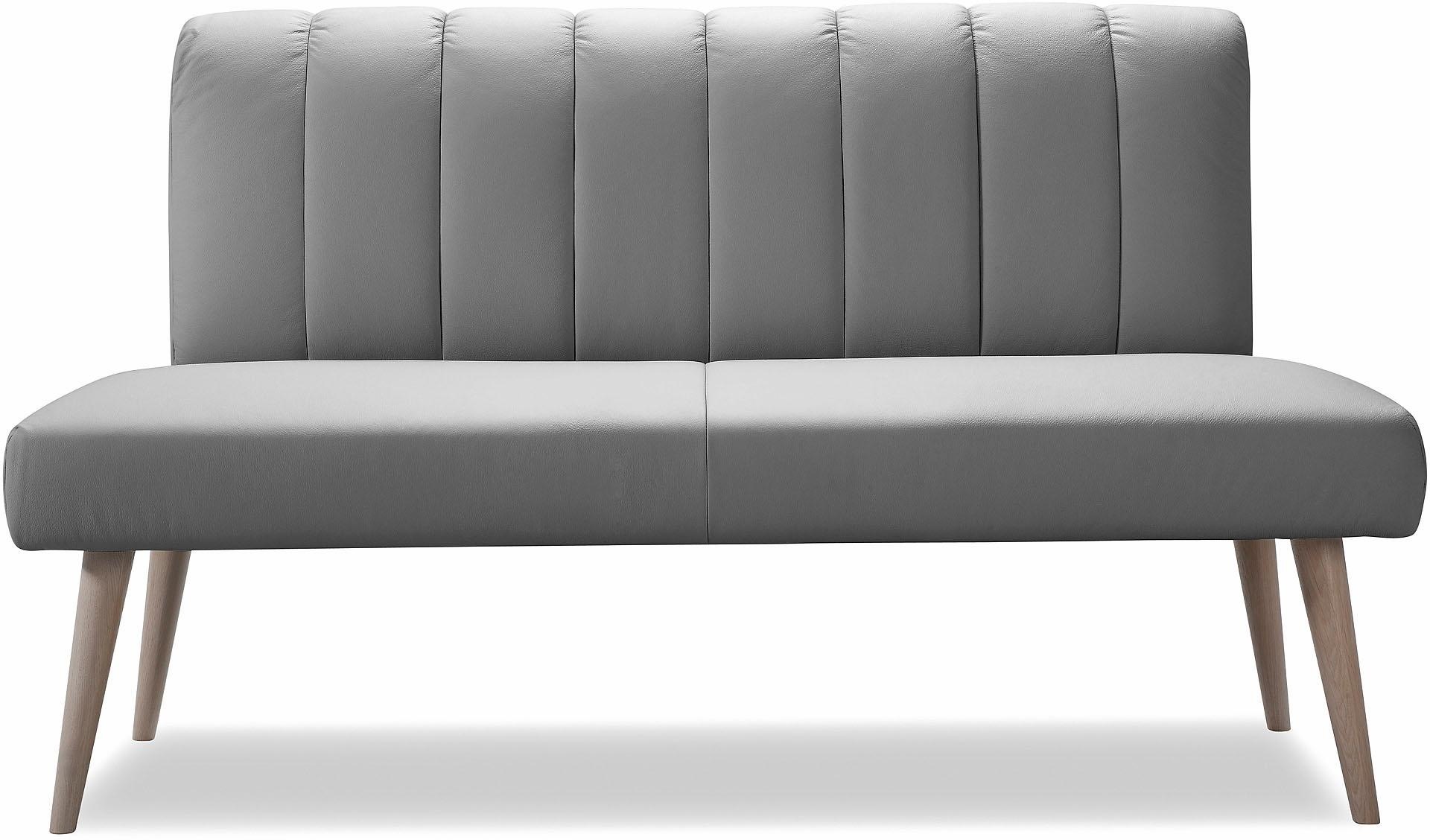 Sitzbank EXXPO - SOFA FASHION "Costa, moderne Rückensteppung, bequem und elegant, hoher Holzfuß", grau (delfin), B:162cm H:92cm T:68cm, Struktur: Webvelour, 100% Polyester, Sitzbänke, Essbank Sitzbank Polsterbank, hochwertige Detailverarbeitung, Frei im R 2