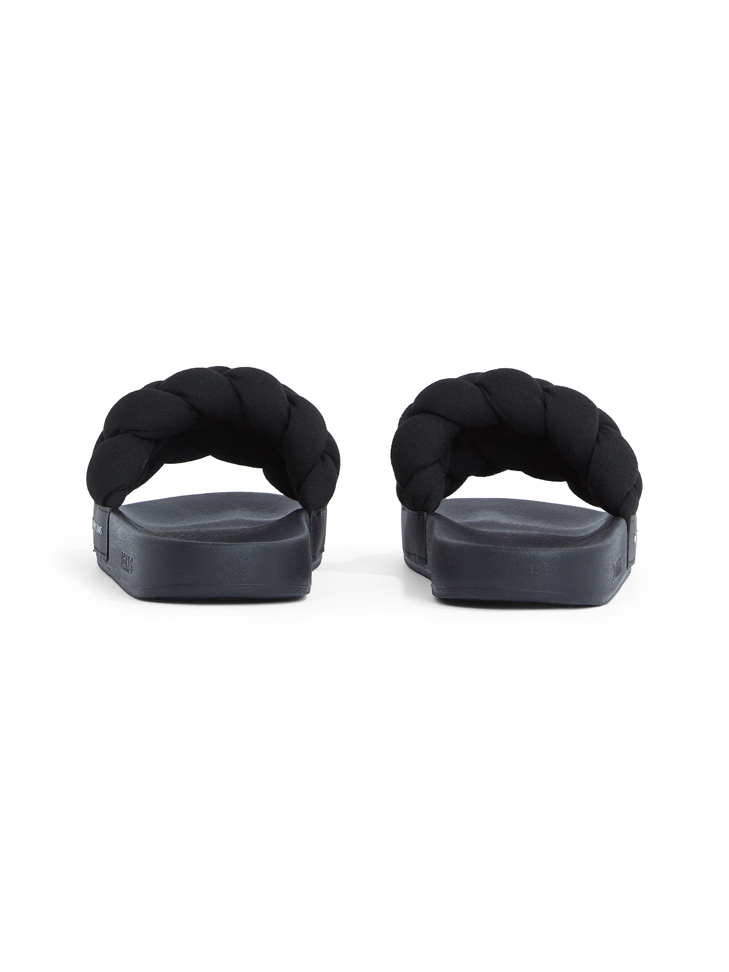 Tommy Jeans Pantolette »TJW BRAIDED SLIDE«, Sommerschuh, Flats, Schlupfschuh, geflochtene, wattierte Bandage