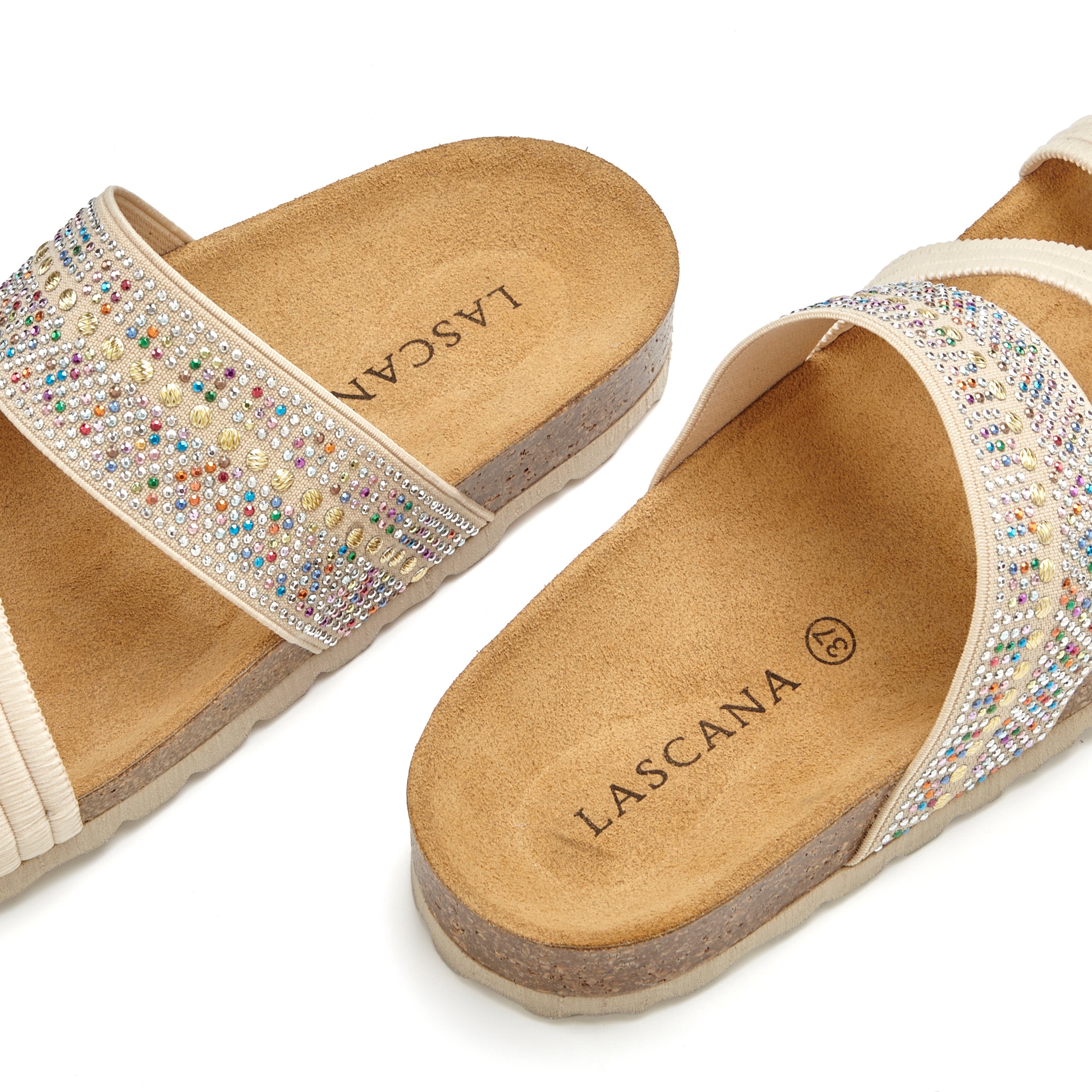 Thumbnail - LASCANA Pantolette "Mule, Sandale, offener Schuh, Sommerschuh," mit Komfortkorkfußbett aus Leder und elastischen Riemen