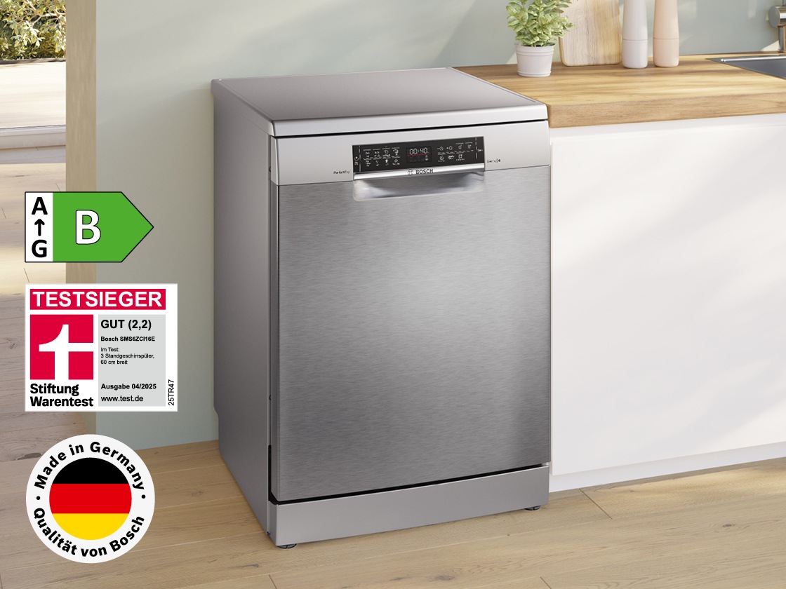 BOSCH Standgeschirrspüler Serie 6 "SMS6ZCI16E" 14 Maßgedecke Made in Germany, flexible Körbe & 3-fach Rack Matic
