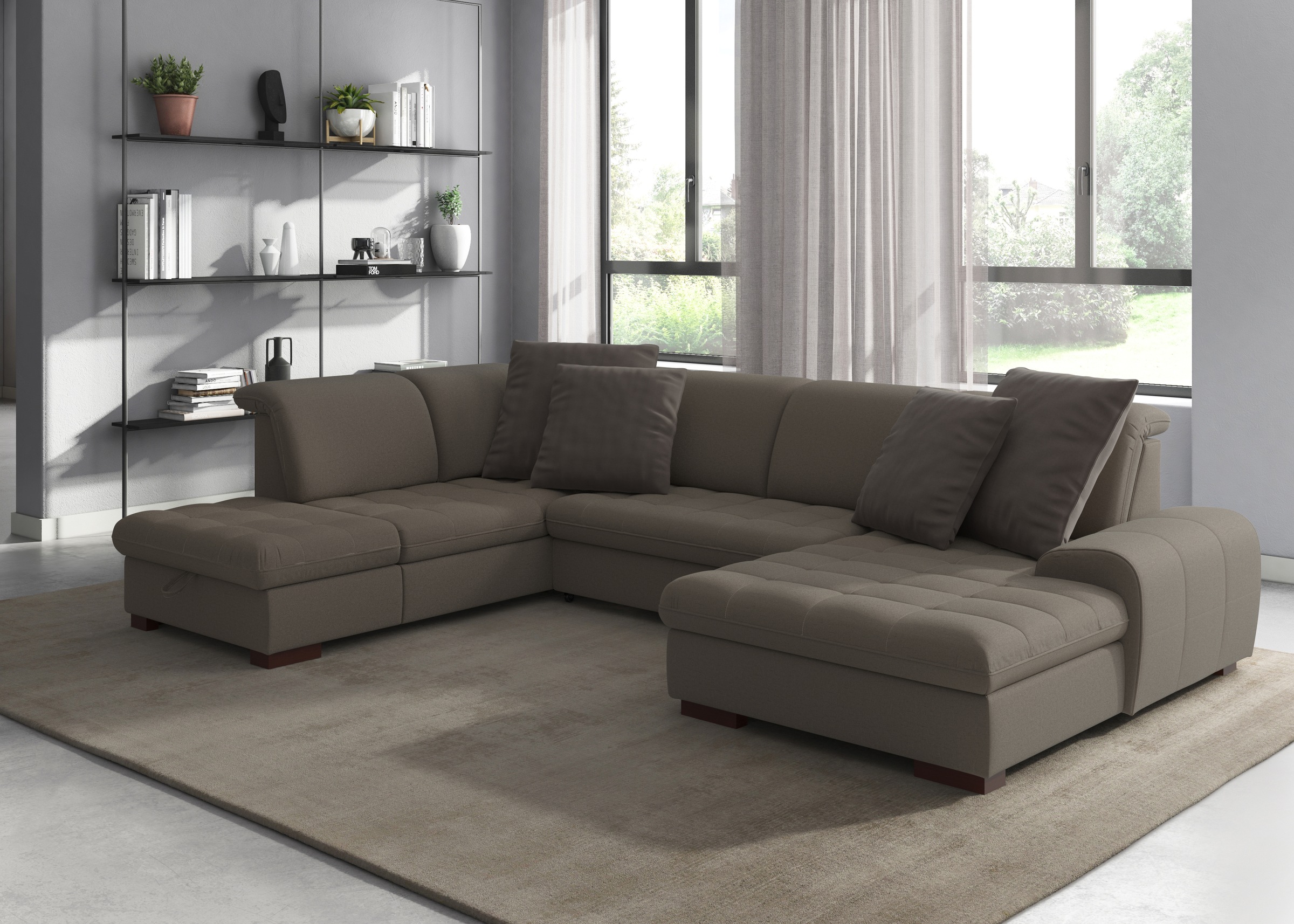 sit&more Wohnlandschaft "Luxor U-Form" wahlweise mit Schlaffunktion, Bettkasten und Kopfteilverstellung