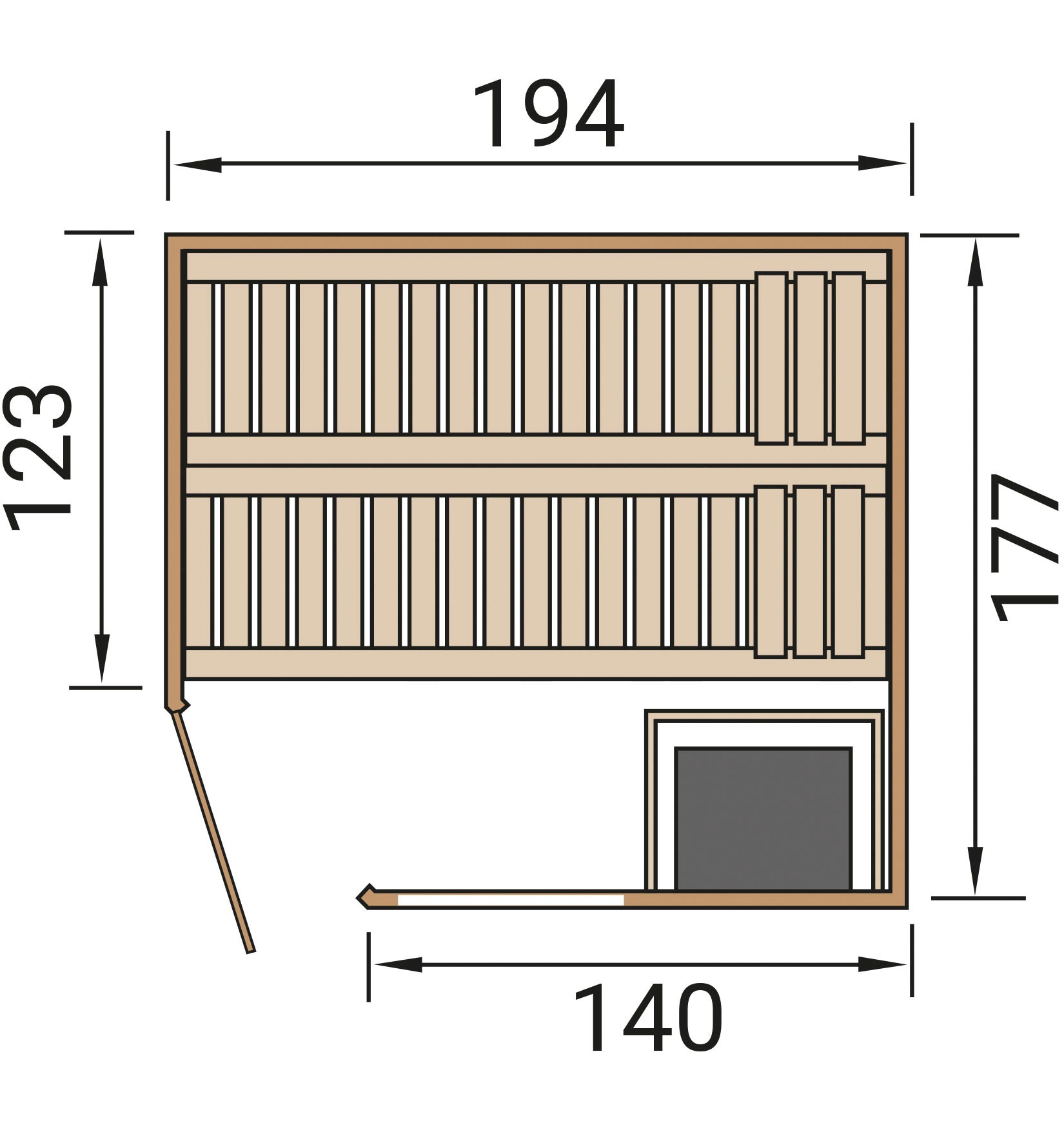 weka Sauna »Element-Ecksauna VARBERG 2«, vorgefertigte Elemente, Fensterelement, moderne Ganzglastür