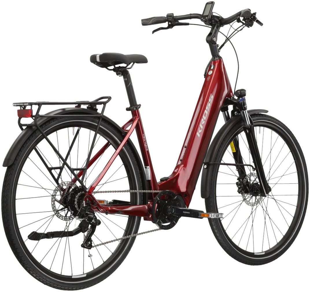 Kross »E-Trekkingrad Trans Hybrid LS 3.0 28 Zoll rot« 8 Gang Shimano Acera T3000 Schaltwerk Kettenschaltung Mittelmotor 250 W Pedelec, Elektrofahrrad für Damen und Herren