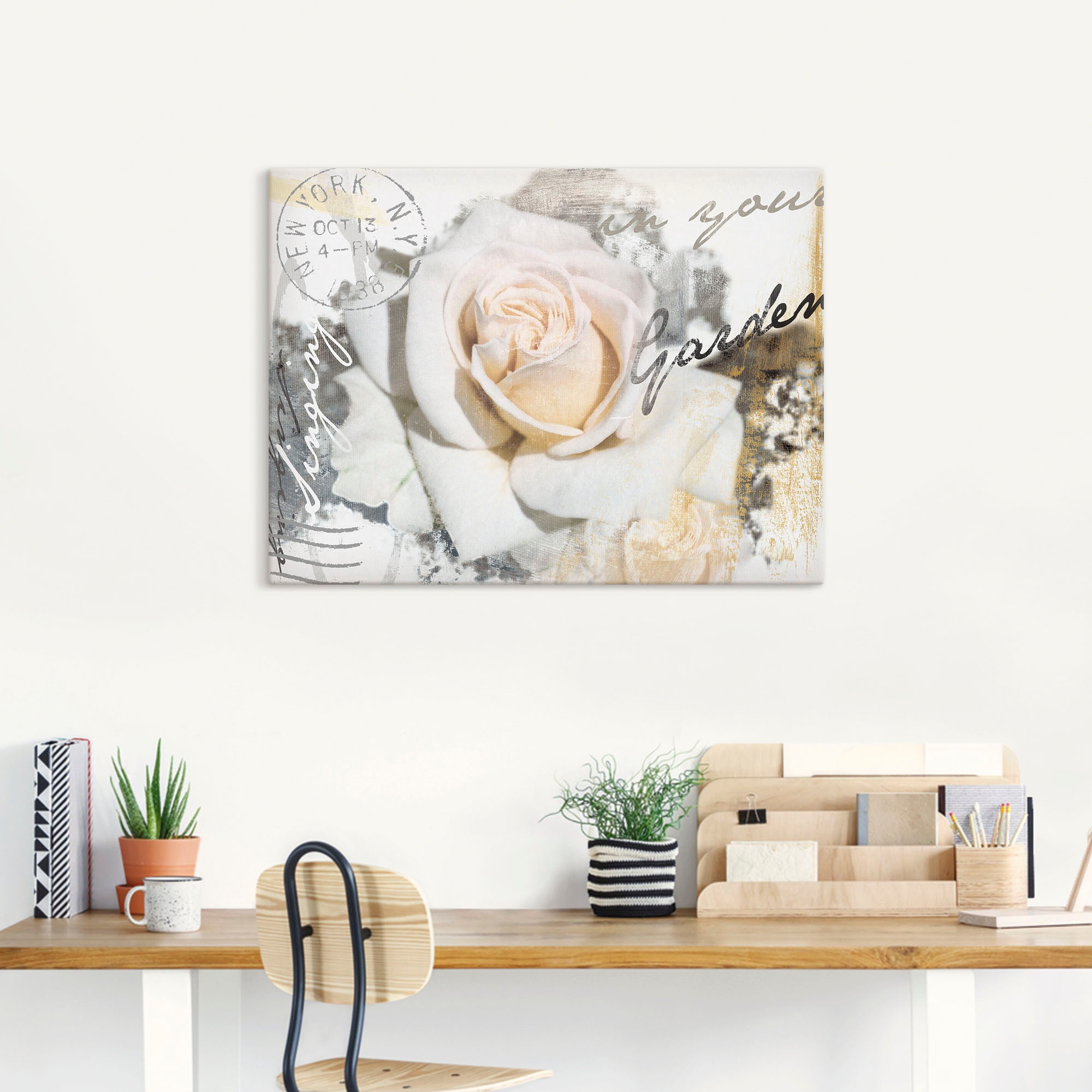 Artland Wandbild "In Buchstaben - Rose" Blumen 1 Stk. tlg. als Leinwandbild günstig online kaufen