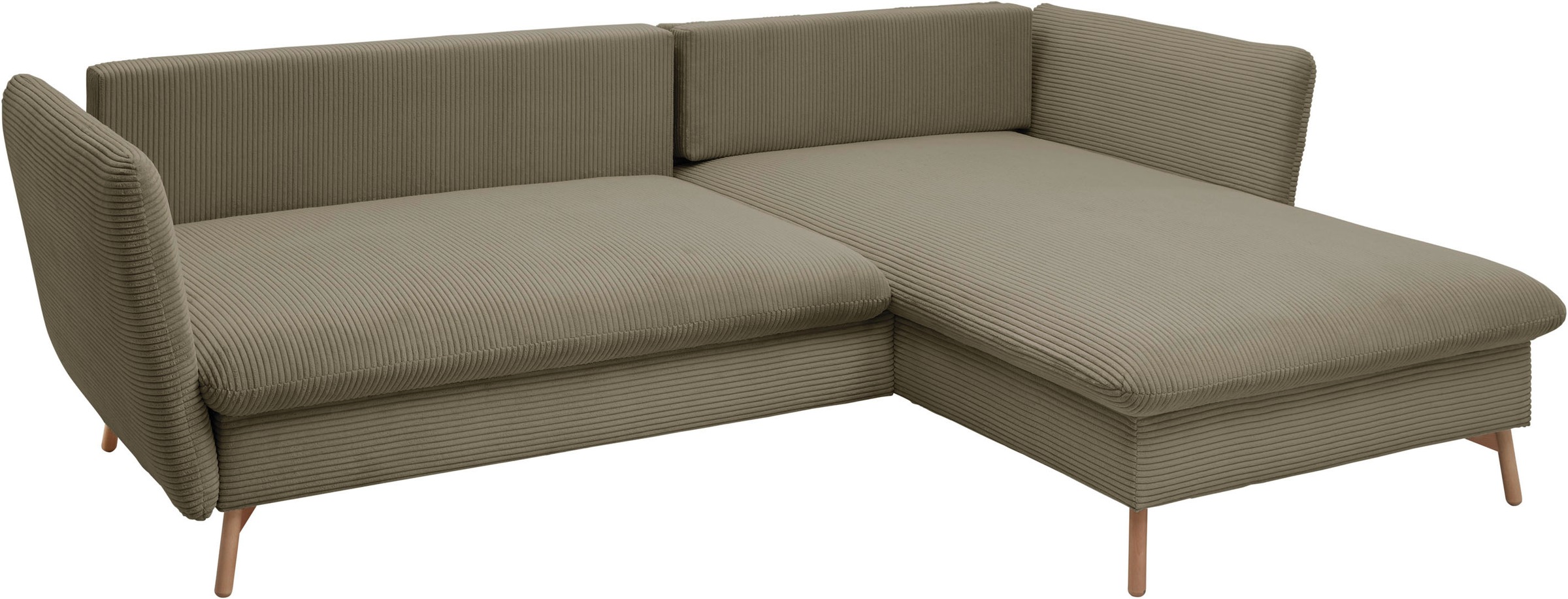 andas Ecksofa »MERLE, 258 cm, L-Form, traumhafter Cord,«, mit Bettfunktion und Bettkasten, Liegefläche 224 x 139