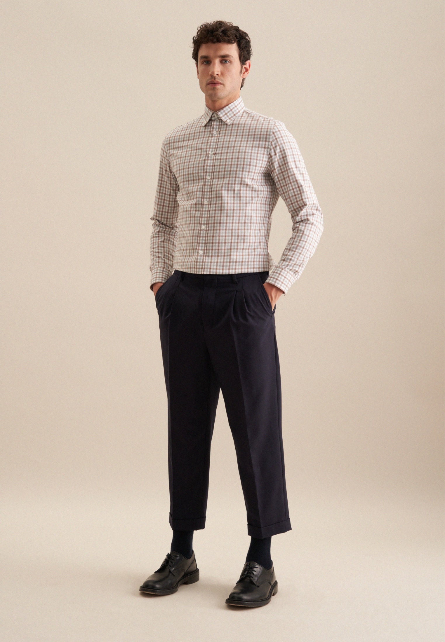 seidensticker Flanellhemd »Regular«, Regular Langarm Button-Down-Kragen Karo