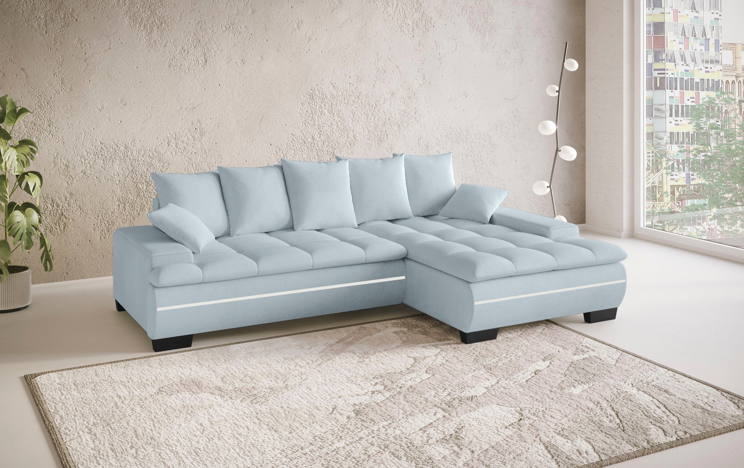 Mr. Couch Ecksofa »Haiti II, L-Form«, RGB-LED Beleuchtung, Kaltschaum, wahlweise mit Bett, Bettkasten