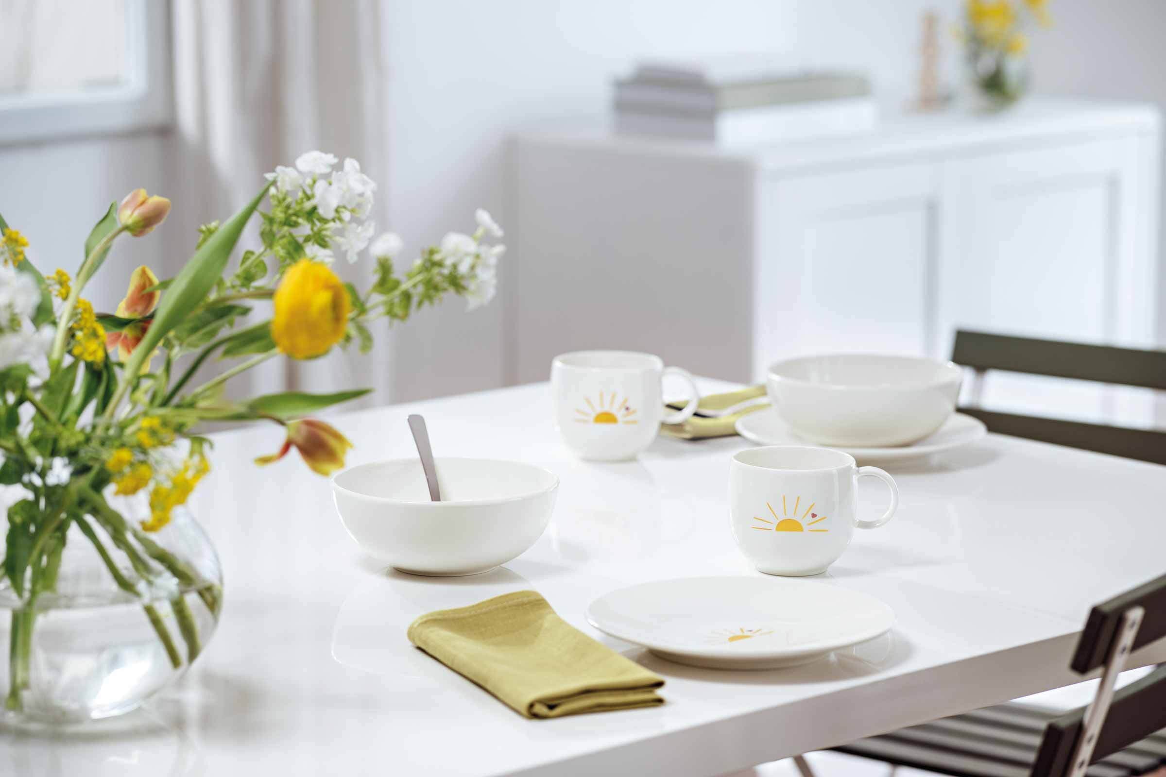 Villeroy & Boch Frühstücksteller »Frühstücksteller Hello Sunshine With Love ø 21,2 cm 6er Set weiß-gelb«