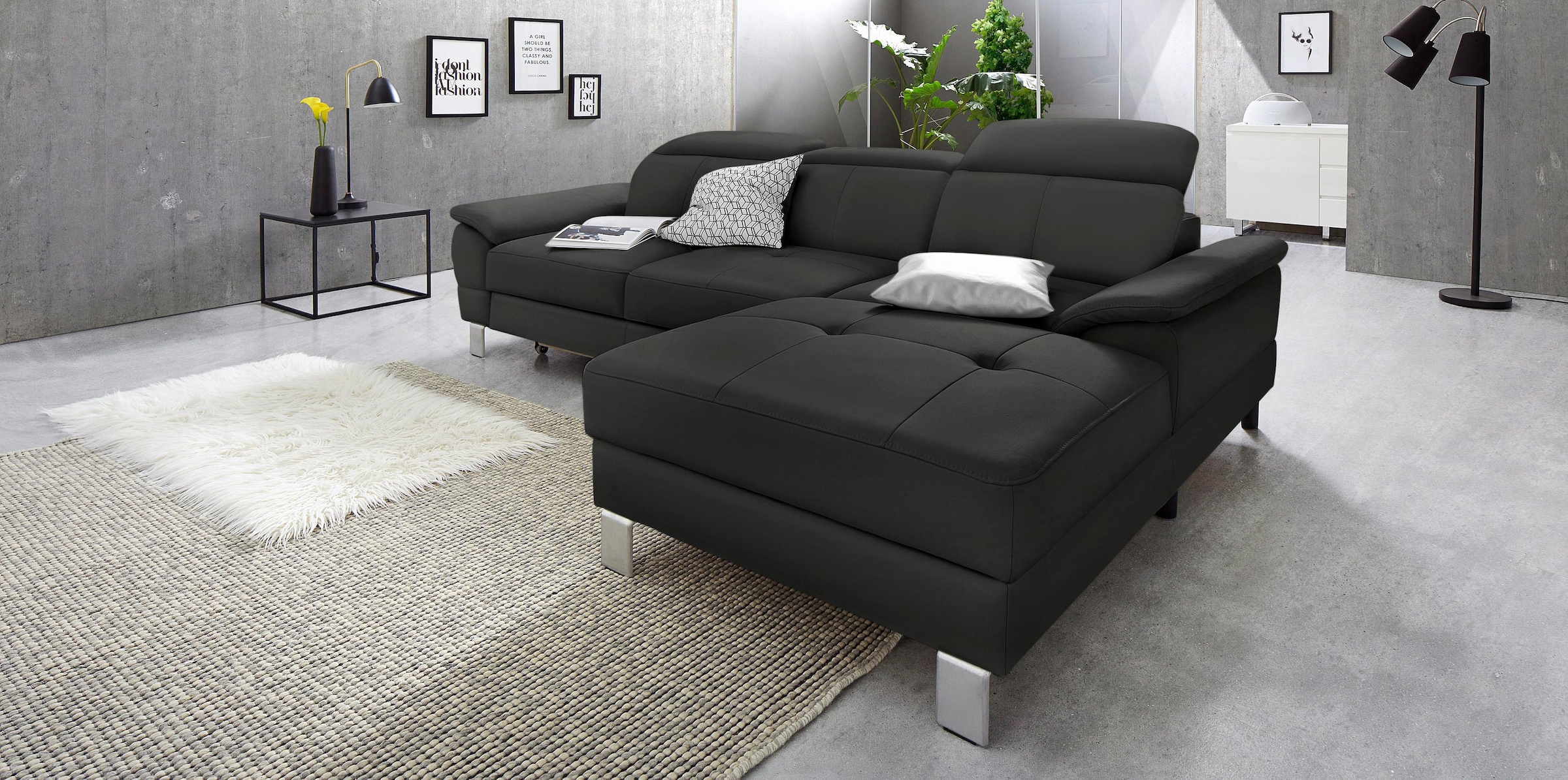 exxpo - sofa fashion Ecksofa »Mantua 2, inkl. Kopf- bzw. Rückenverstellung, bequem, L-Form«, wahlweise mit Bettfunktion und Bettkasten, tolle Verarbeitungsdetails