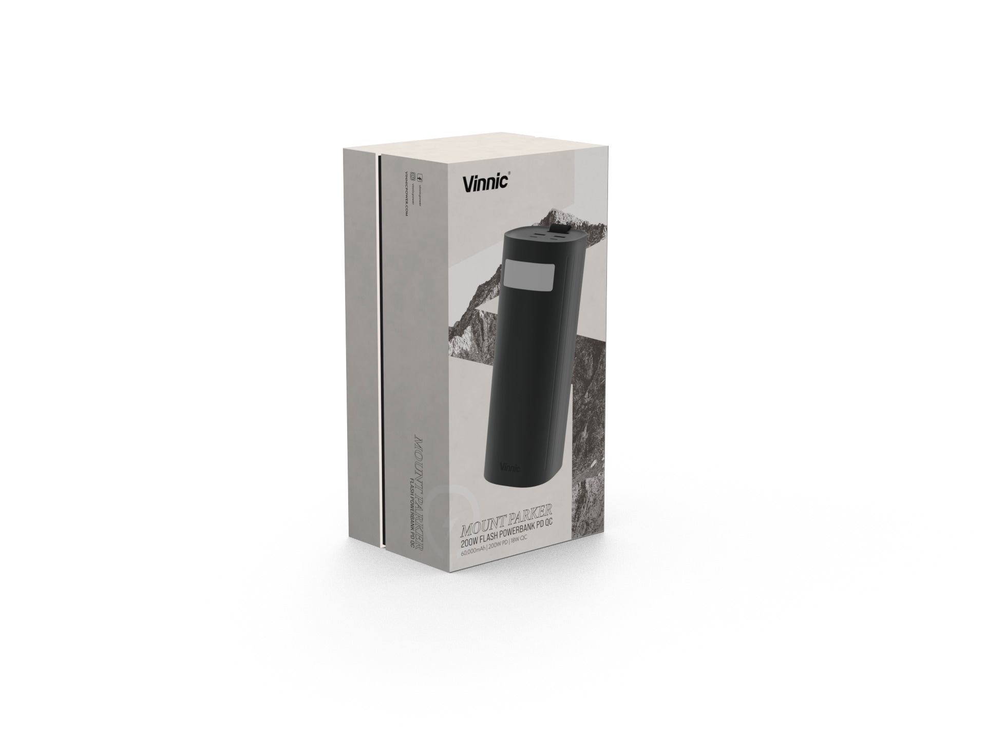 Vinnic Powerbank »MOUNT PARKER Powerbank 60.000mAh 100W PD x2«, Vinnic MOUNT PARKER Powerbank 60.000mAh 100W PD x2,black