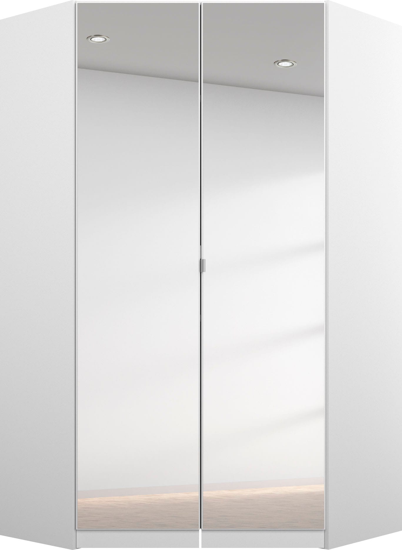 rauch Eckkleiderschrank "Kleiderschrank Schrank Garderobe Garderobenschrank Eckschrank HOMBURG" Schenkelmaß: 117x104 cm, Höhe: 197 cm, voll aufgelegter Spiegel, Vollausstattung viel Platz MADE IN GERMANY