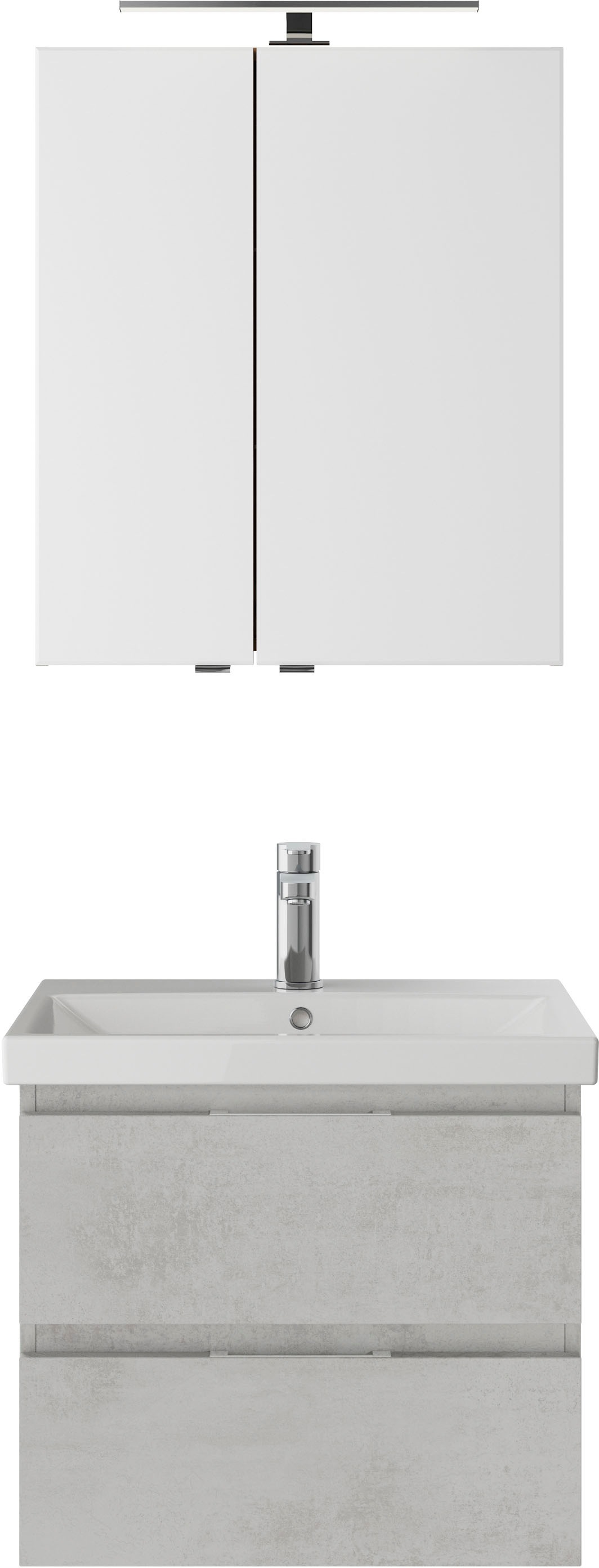 Saphir Badmöbel-Set »Serie 4035 2-teilig, Keramikwaschtisch mit LED-Spiegelschrank«, (Set), 60 cm breit, inkl. Türdämpfer, 2 Schubladen, 2 Türen, 2 Einlegeböden