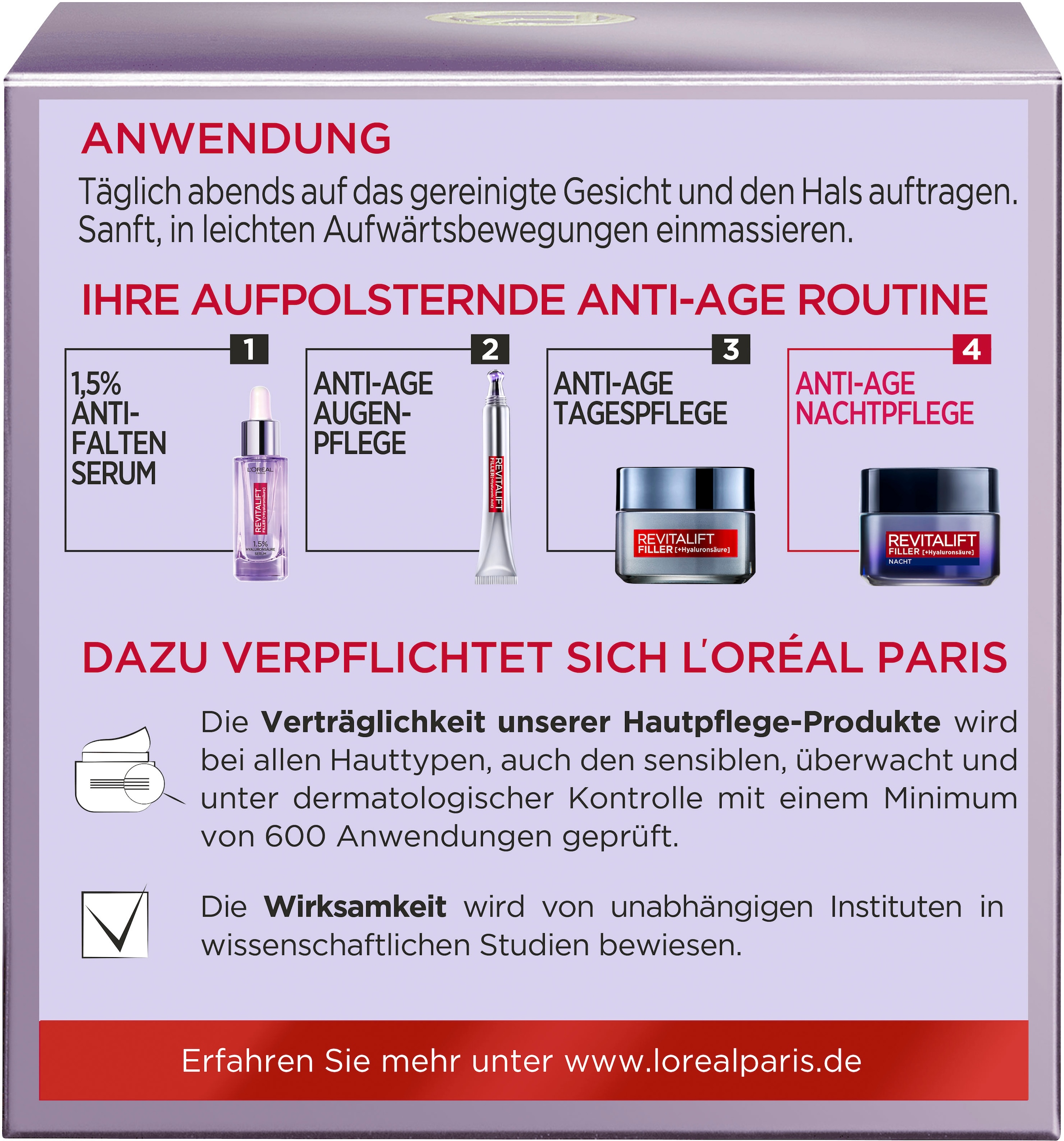 L'ORÉAL PARIS Nachtcreme »Revitalift Filler Nachtpflege«, mit hoher Wirksamkeit