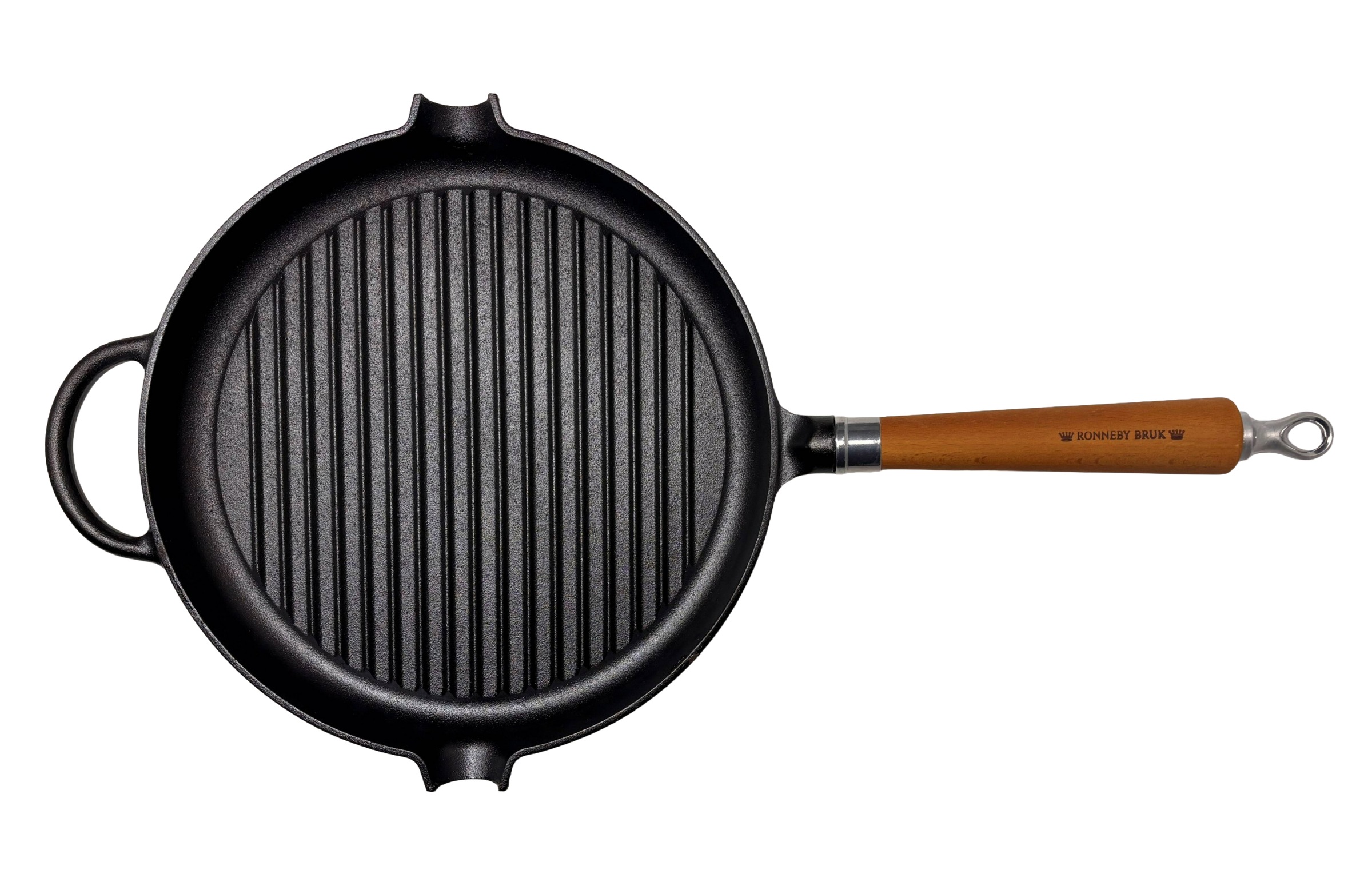 Ronneby Bruk Grillpfanne »Maestro Pfanne, Ø 28 cm, mit Holzgriff & Gegengriff« Gusseisen 1 tlg.
