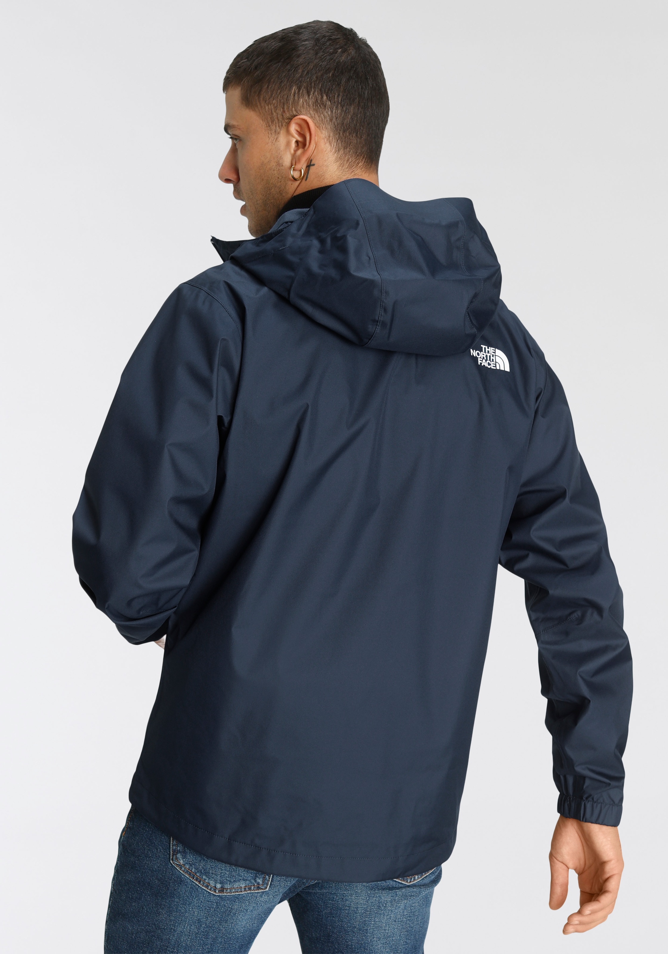 Regenjacke THE NORTH FACE "MEN´S QUEST JACKET", Herren, Gr. XXL (60), blau (marine), Web, Obermaterial: 100% Polyester. Futter: 100% Polyester, hüftlang, hoch geschlossener Ausschnitt, mit innenliegendem Gummizug, Jacken Regenjacke, leichtes, atmungsaktiv 3