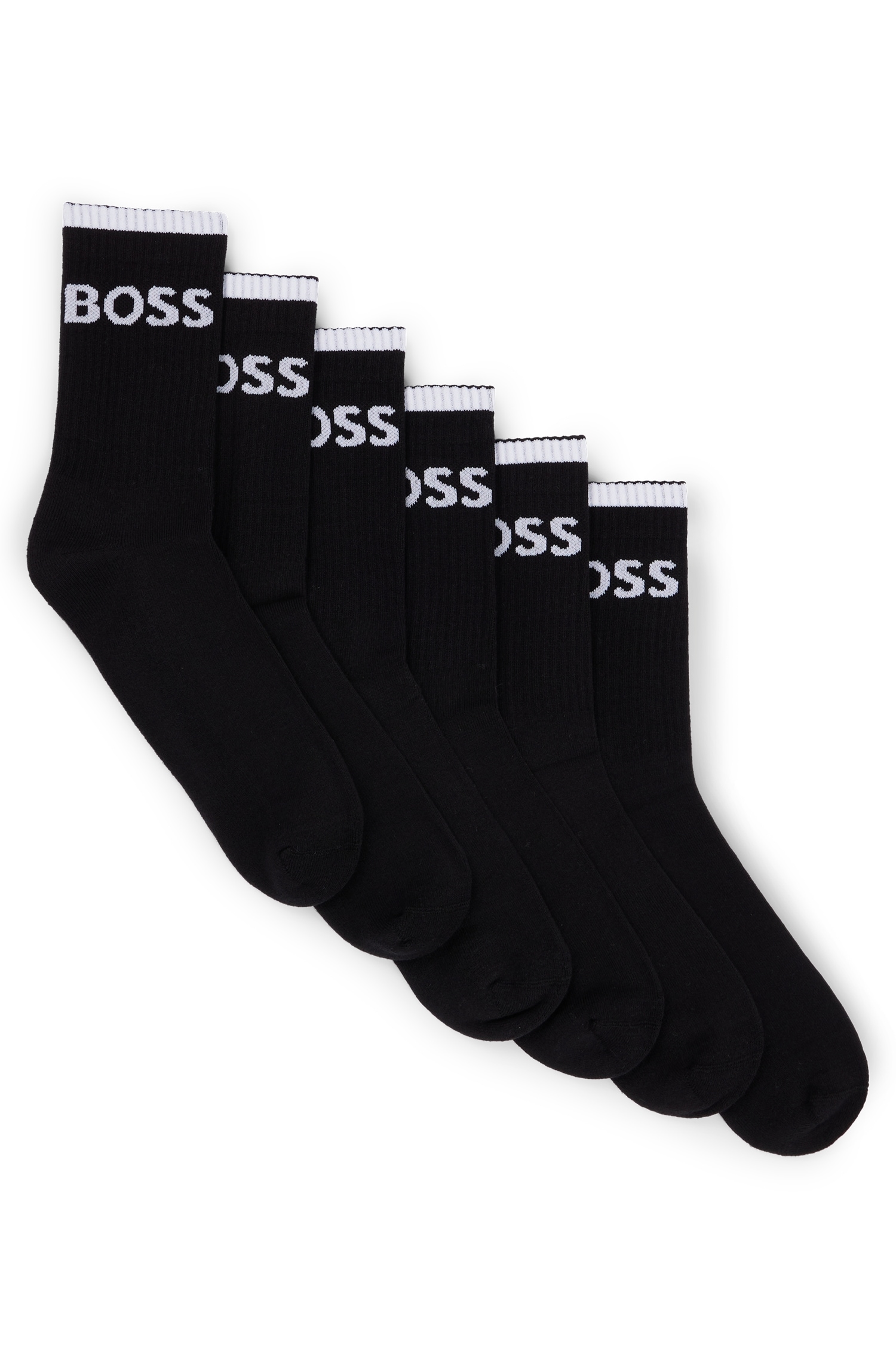 BOSS Businesssocken "6P QS Stripe CC", (Packung, 6 Paar, 6er), mit BOSS Schriftzug