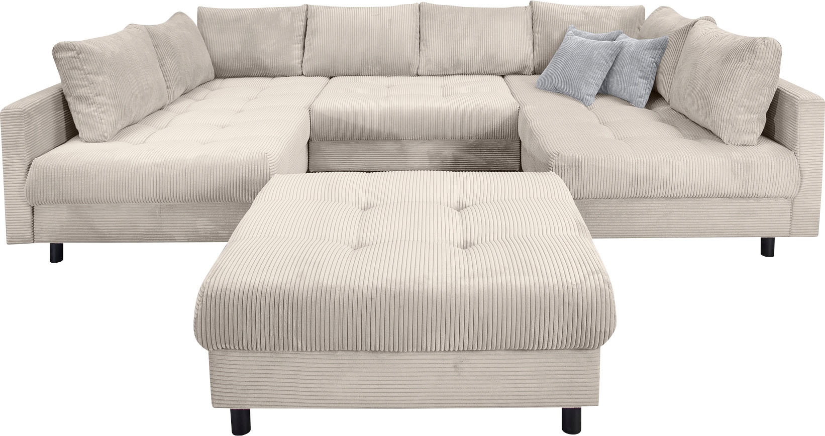 COLLECTION AB Wohnlandschaft "Toni U-Form, B: 298 cm" mit Hocker & 3 Zierki günstig online kaufen
