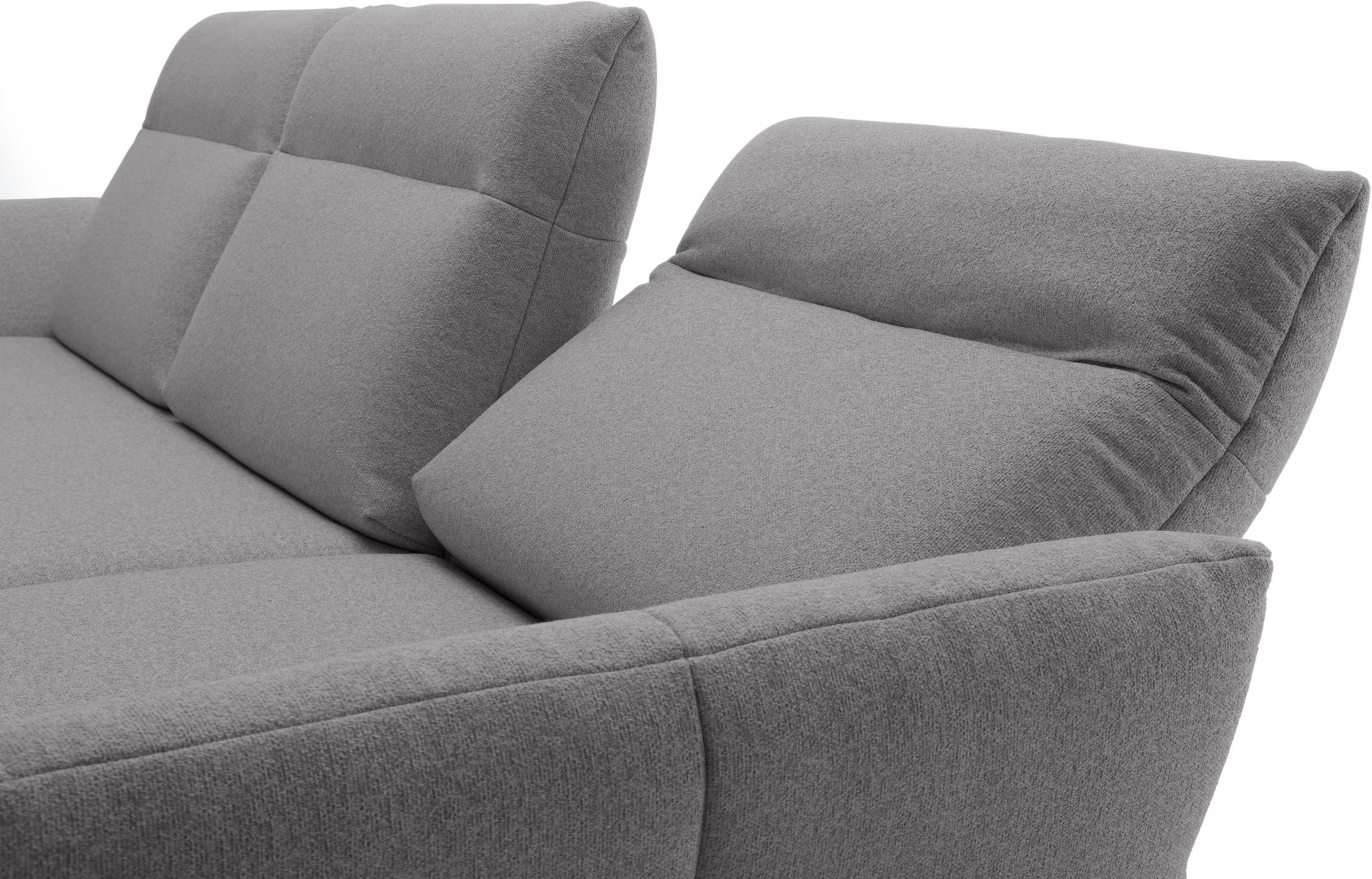 Creation BY ROLF BENZ Ecksofa »CR.460 Designsofa mit verstellbarer Rückenlehne, hochwertig & bequem« Sockel in Eiche, Alugussfüße in umbragrau, Breite 298 cm