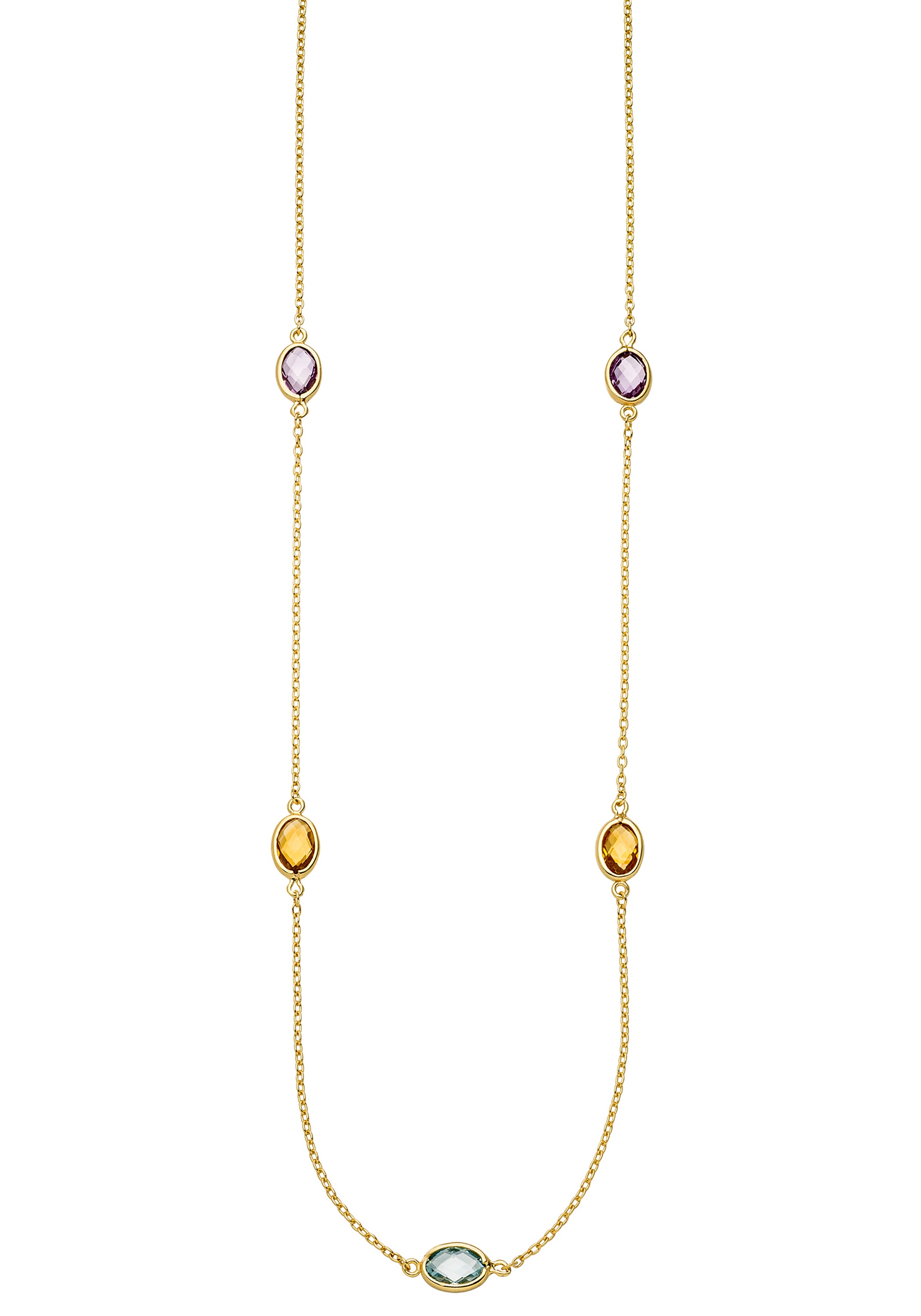 JOBO Collier 585 Gold mit Amethyst Blautopas Citrin