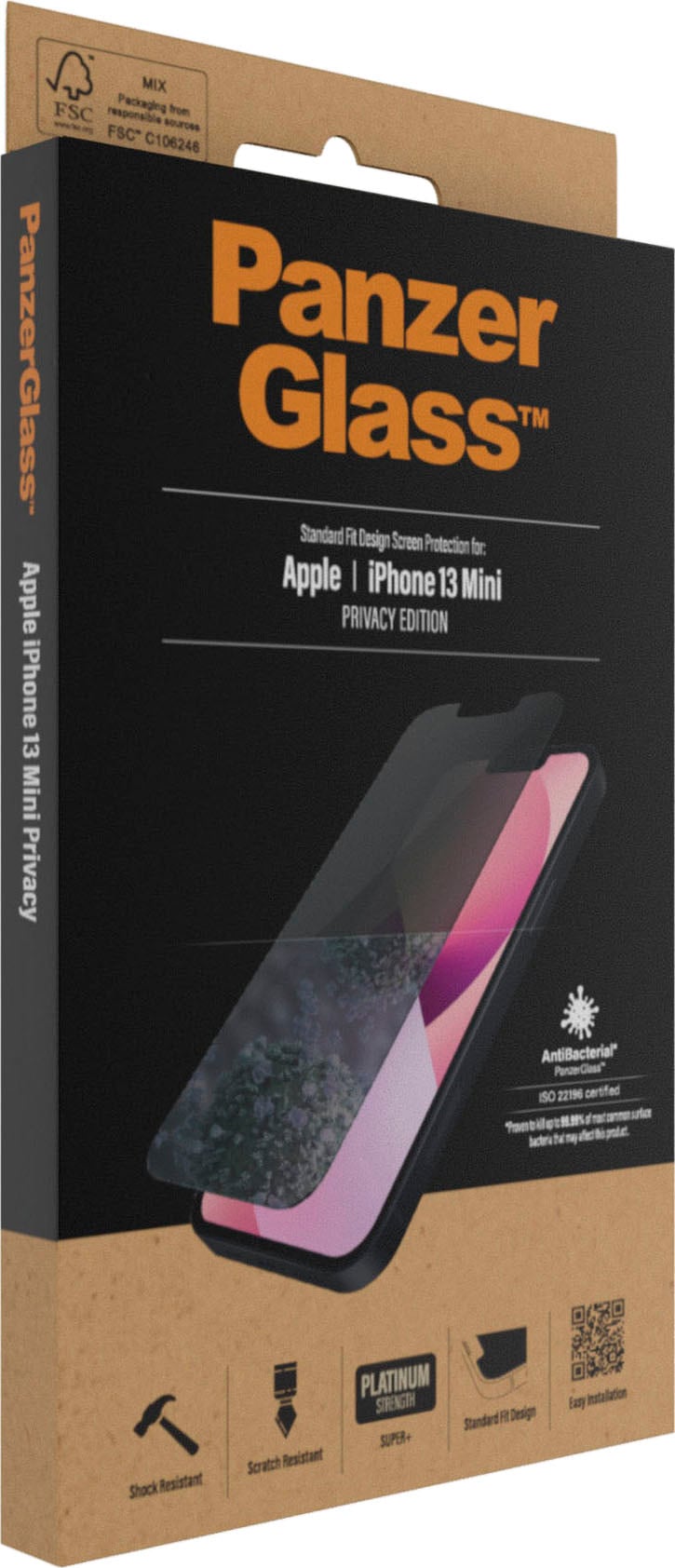 PanzerGlass Displayschutzfolie »PanzerGlass Standard Fit Privacy (Antibakeriell) für iPhone 13 mini«